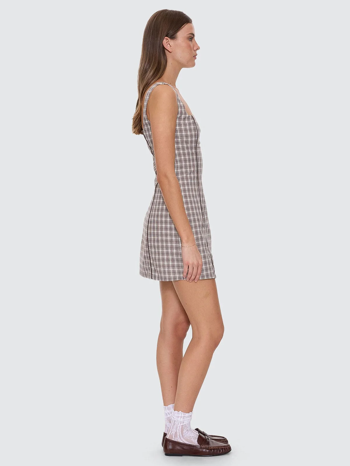 Adorned Check Elsie Mini Dress - Java - Image 5