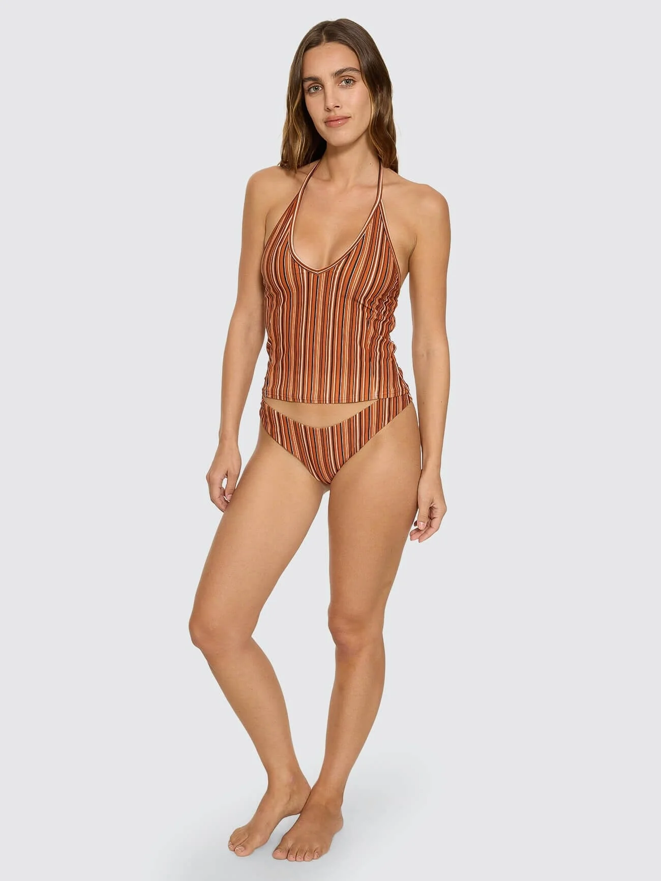 Aftersun Stripe Halter Tank - Burnt Orange - Image 3