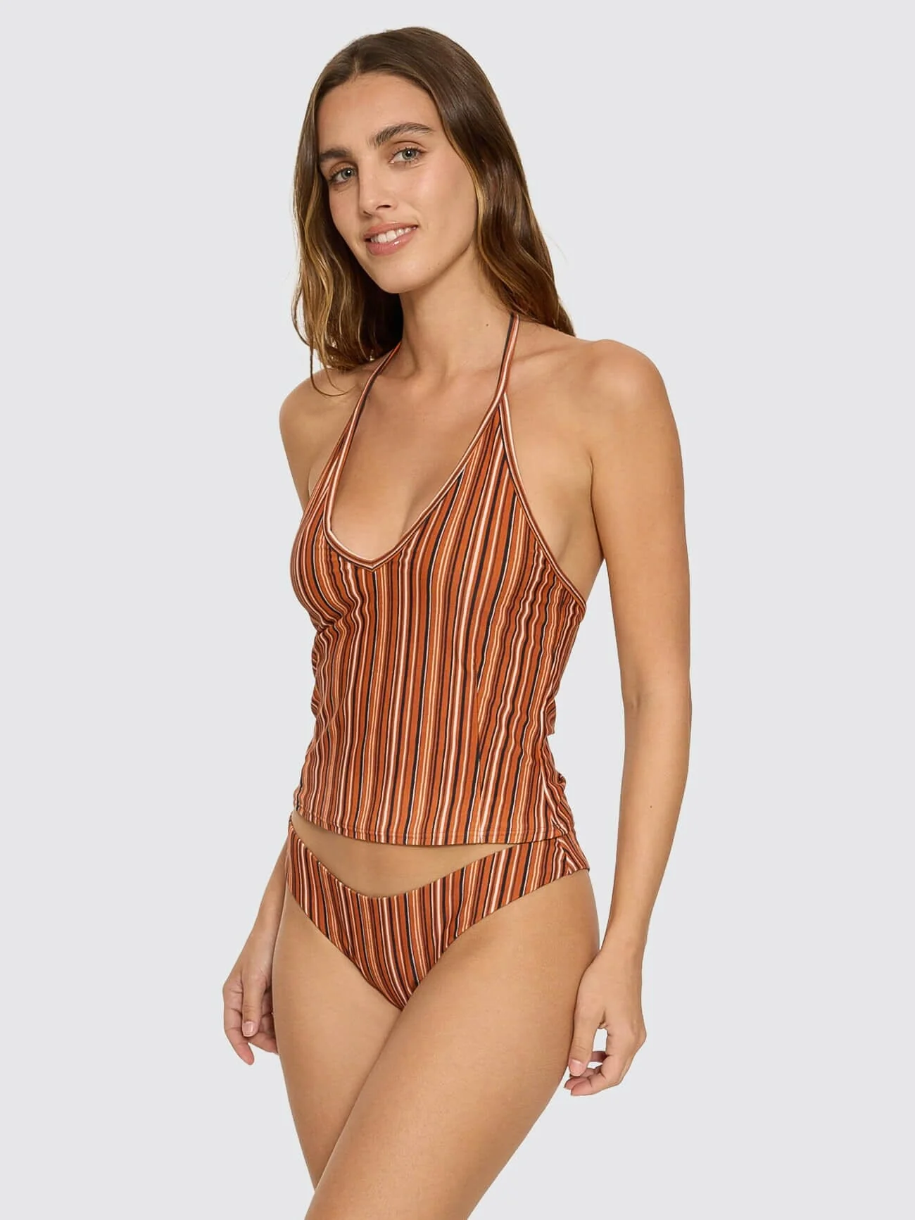Aftersun Stripe Halter Tank - Burnt Orange - Image 4