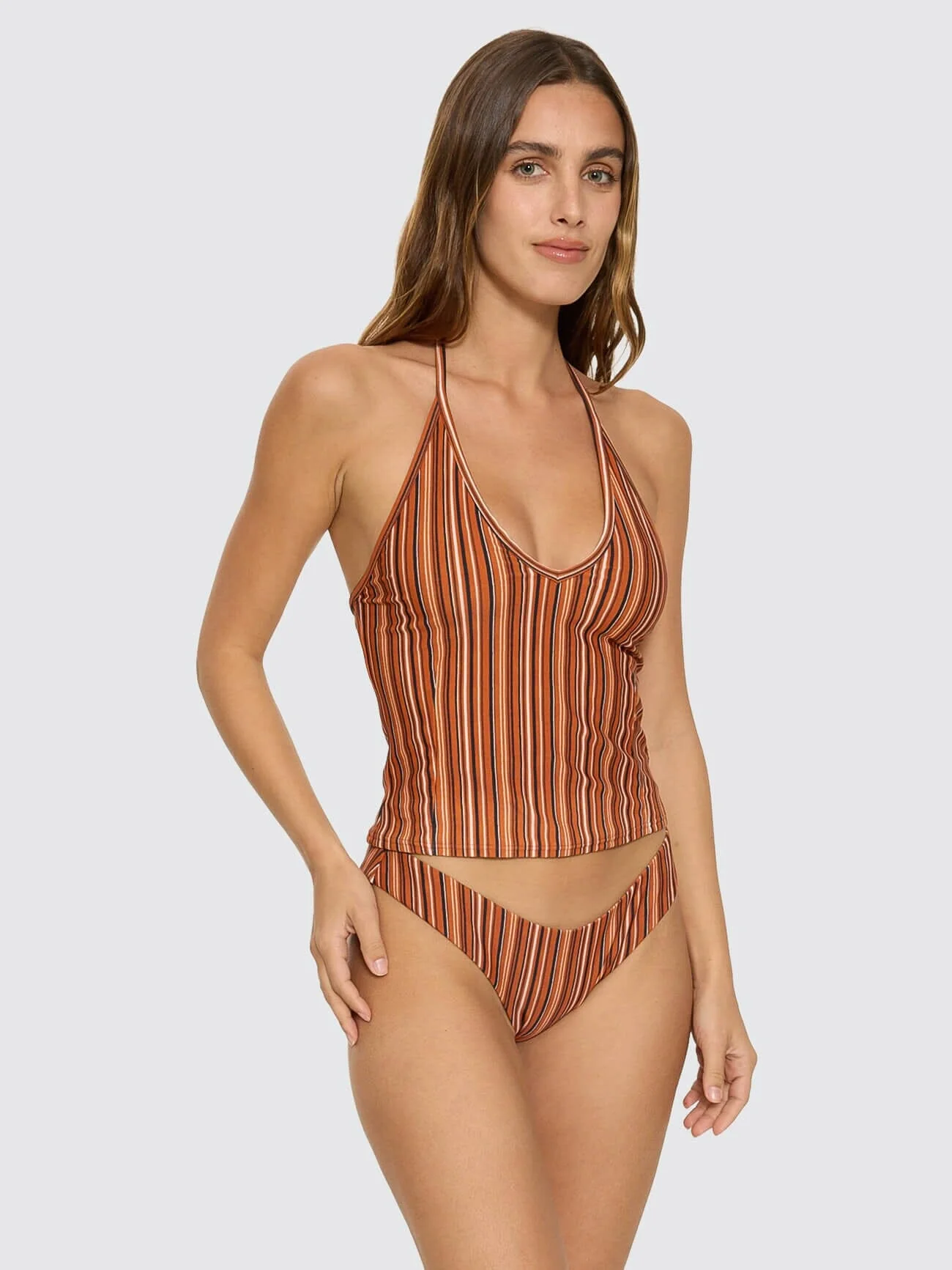 Aftersun Stripe Halter Tank - Burnt Orange - Image 6