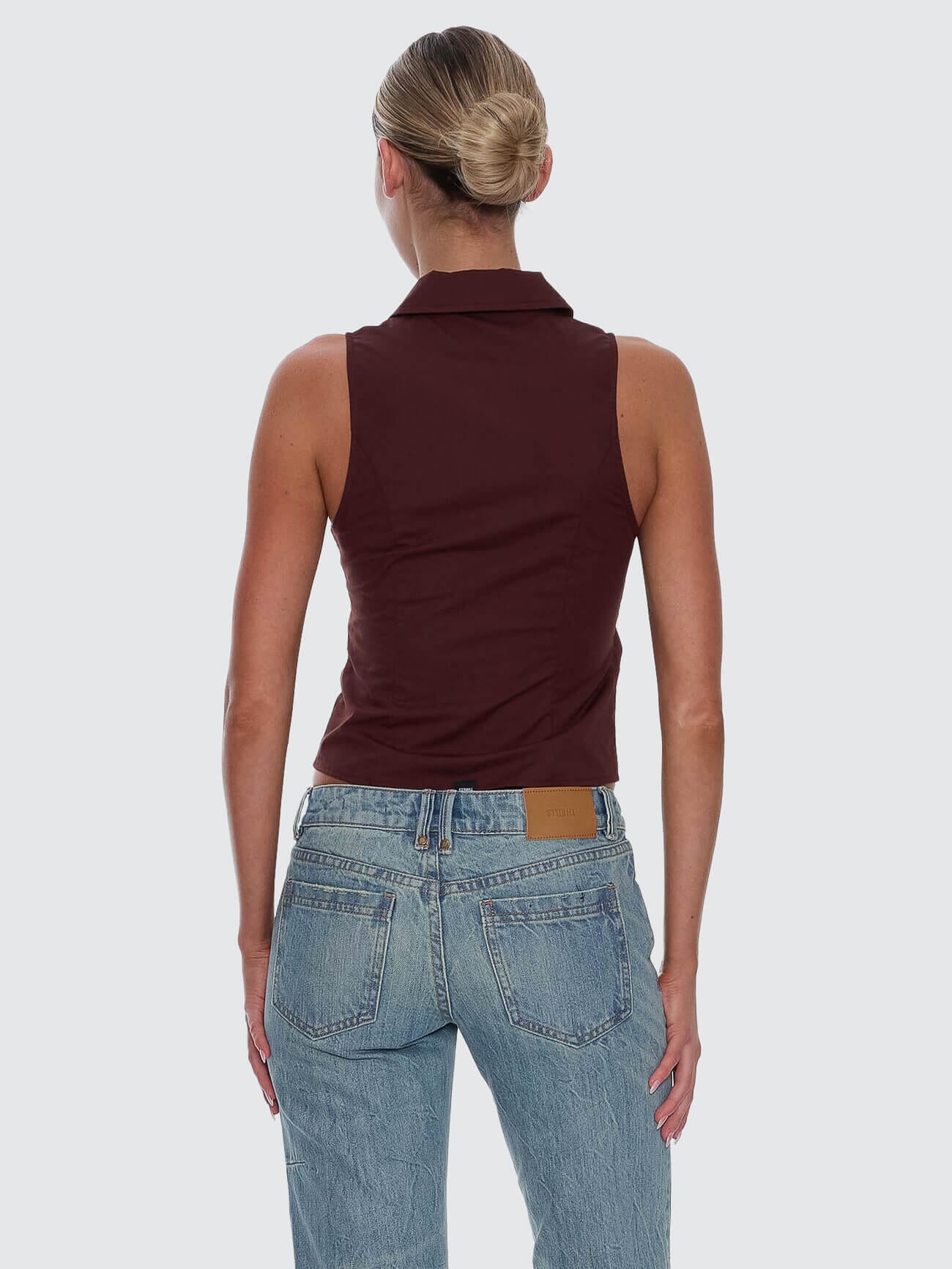 Andy Zip Sleeveless Shirt - Bitter Chocolate - Image 5