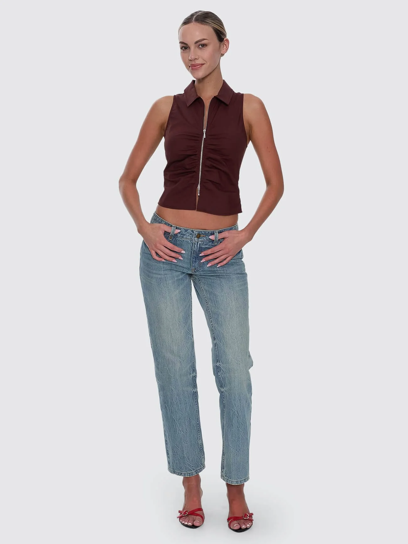 Andy Zip Sleeveless Shirt - Bitter Chocolate - Image 7