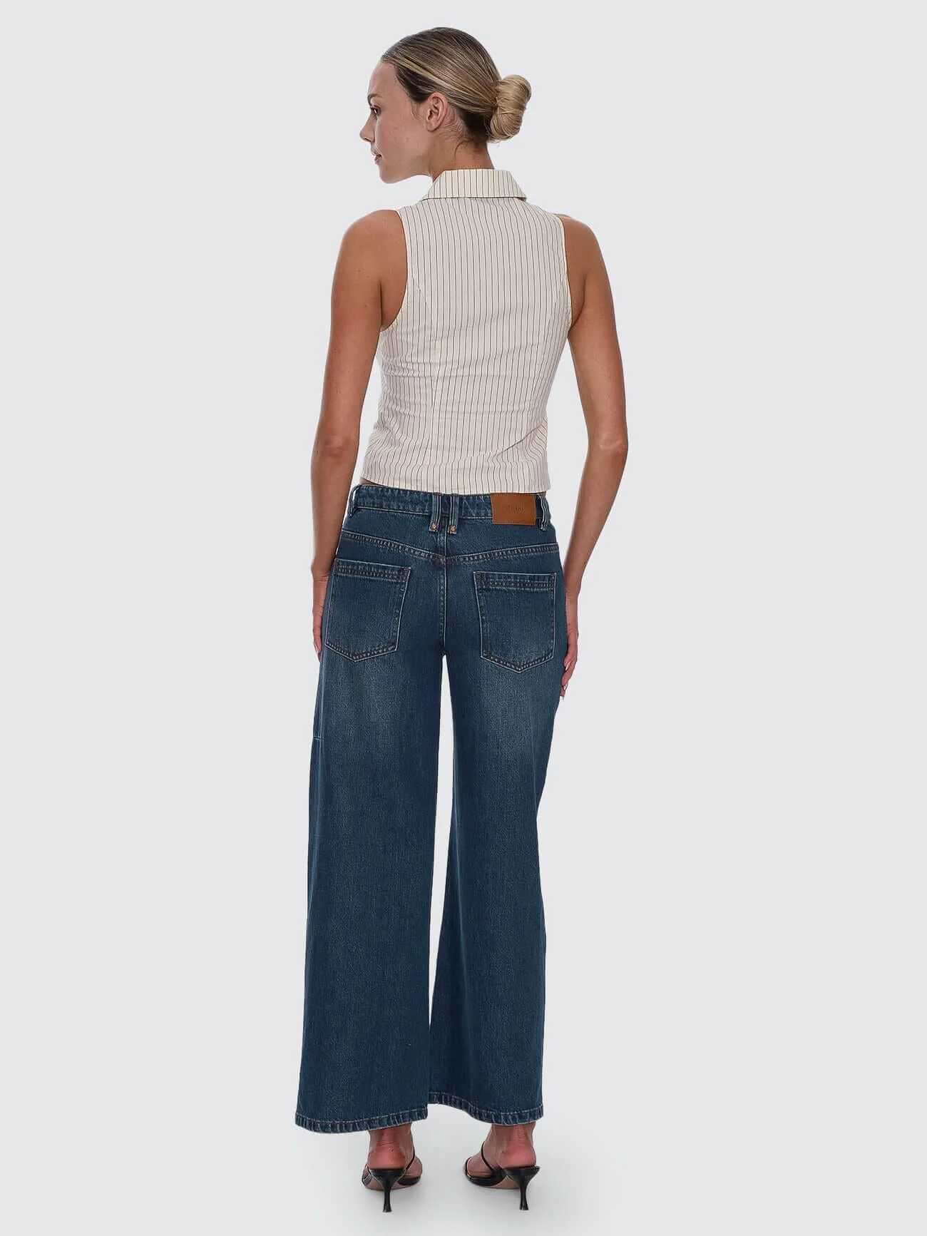 Andy Zip Sleeveless Shirt - Butter Cream Stripe - Image 6