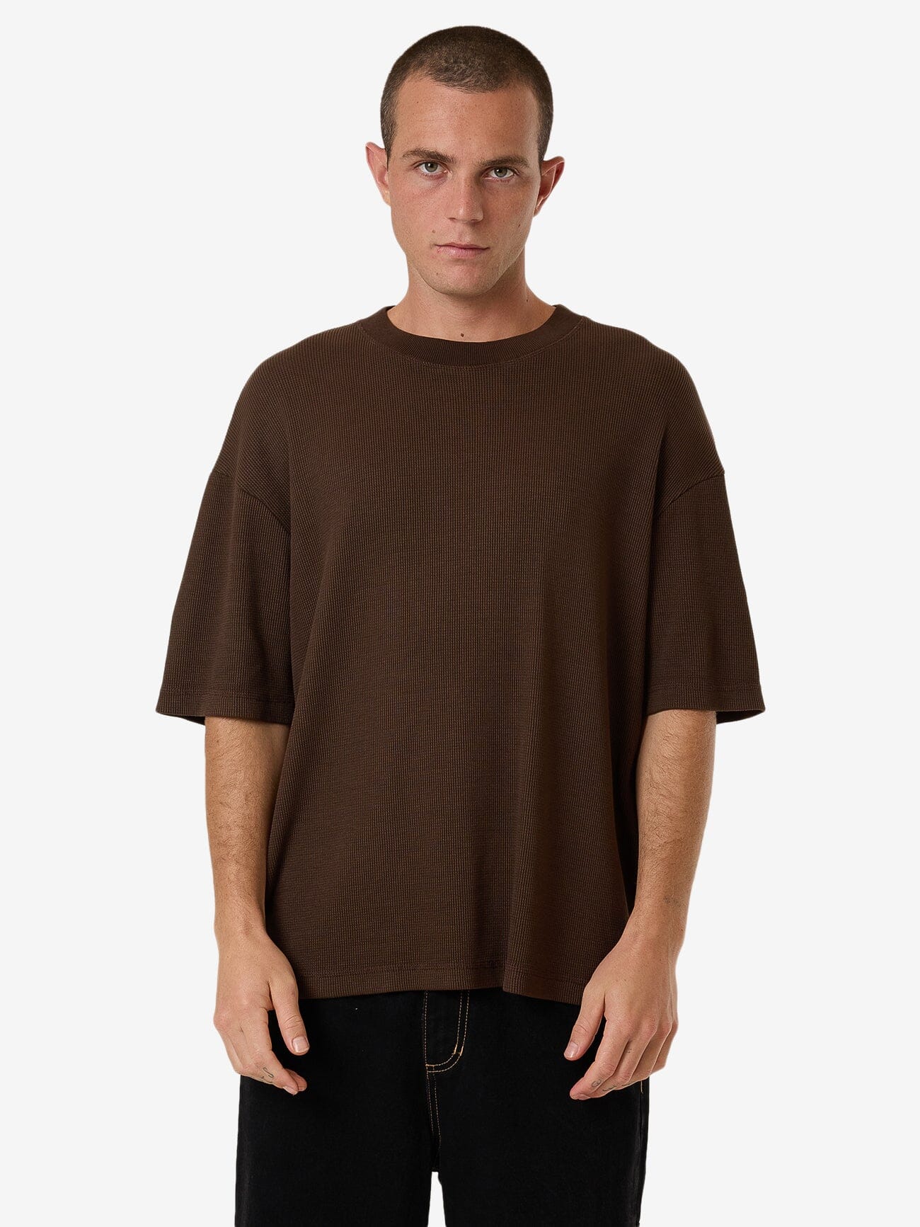 Arts & Industrial Box Fit Cropped Tee - Postal Brown - Image 3