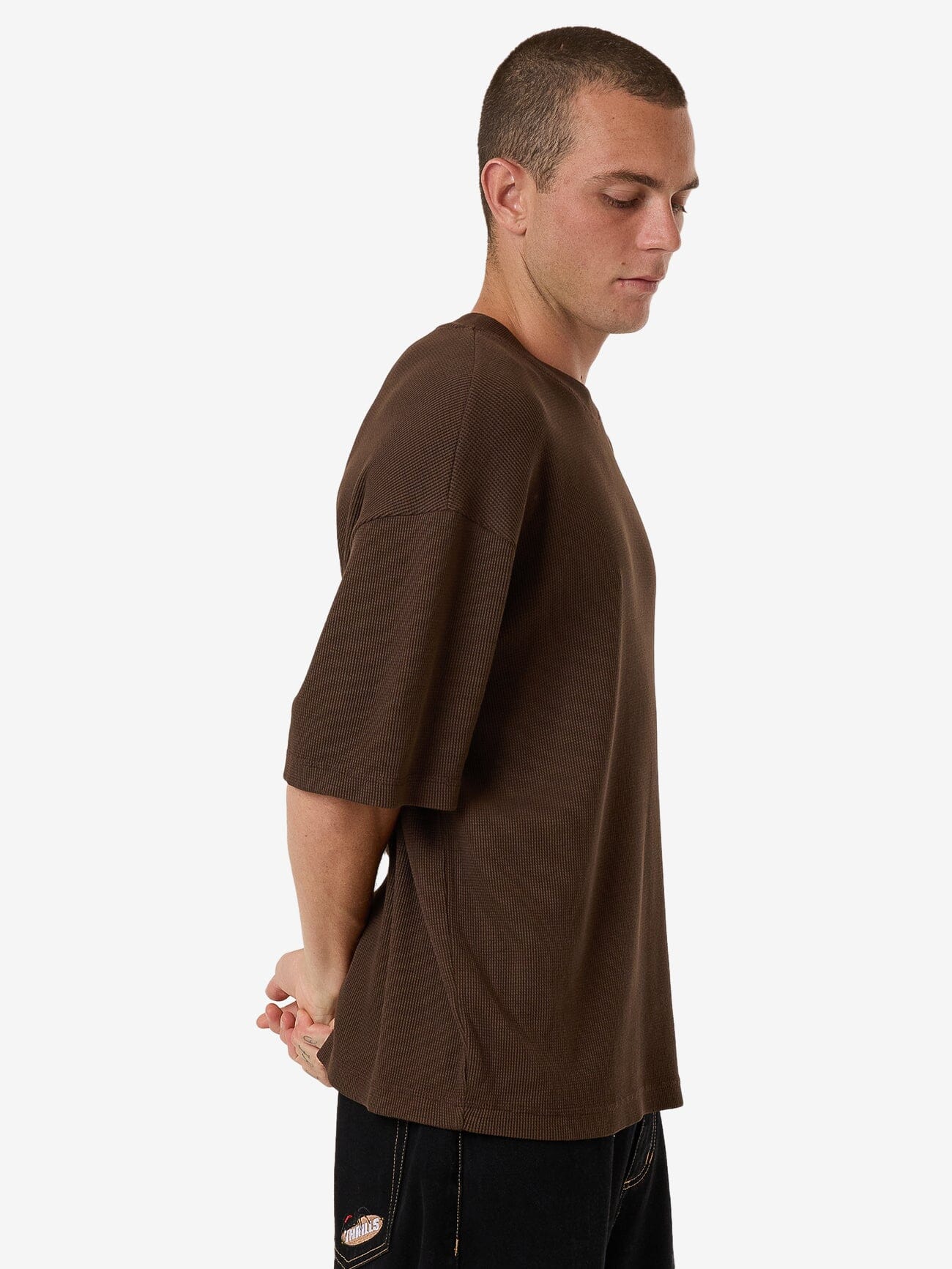 Arts & Industrial Box Fit Cropped Tee - Postal Brown - Image 5