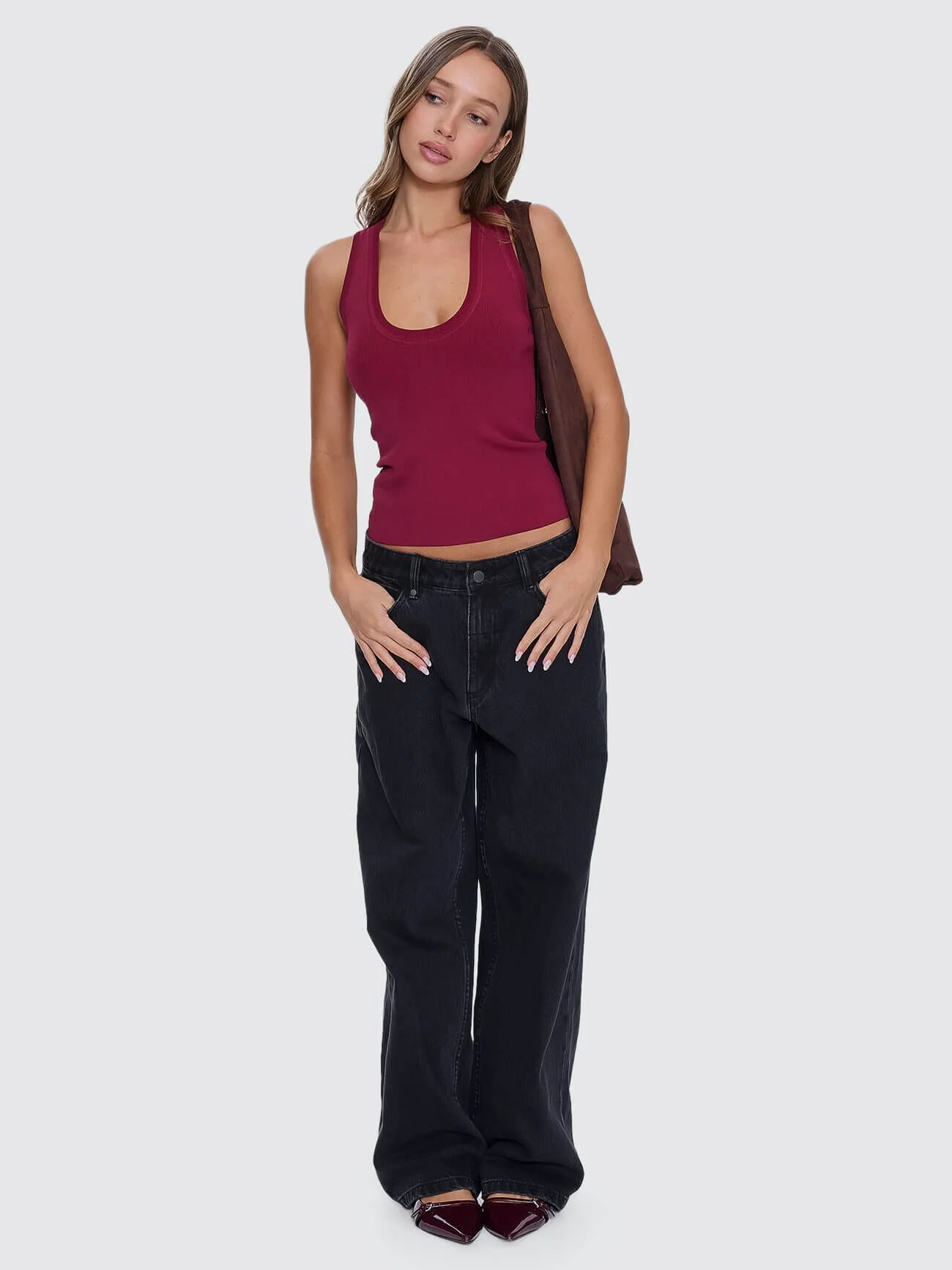 Astra V Neck Tank - New Maroon - Image 4
