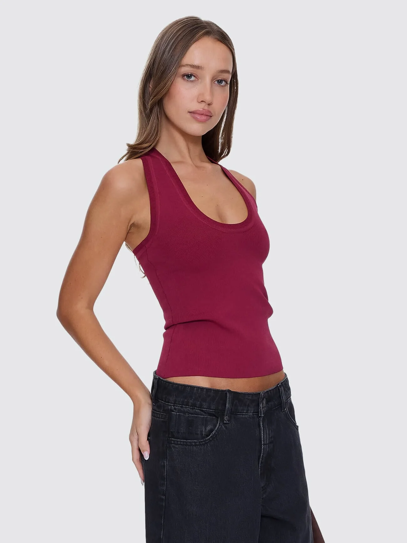 Astra V Neck Tank - New Maroon - Image 7