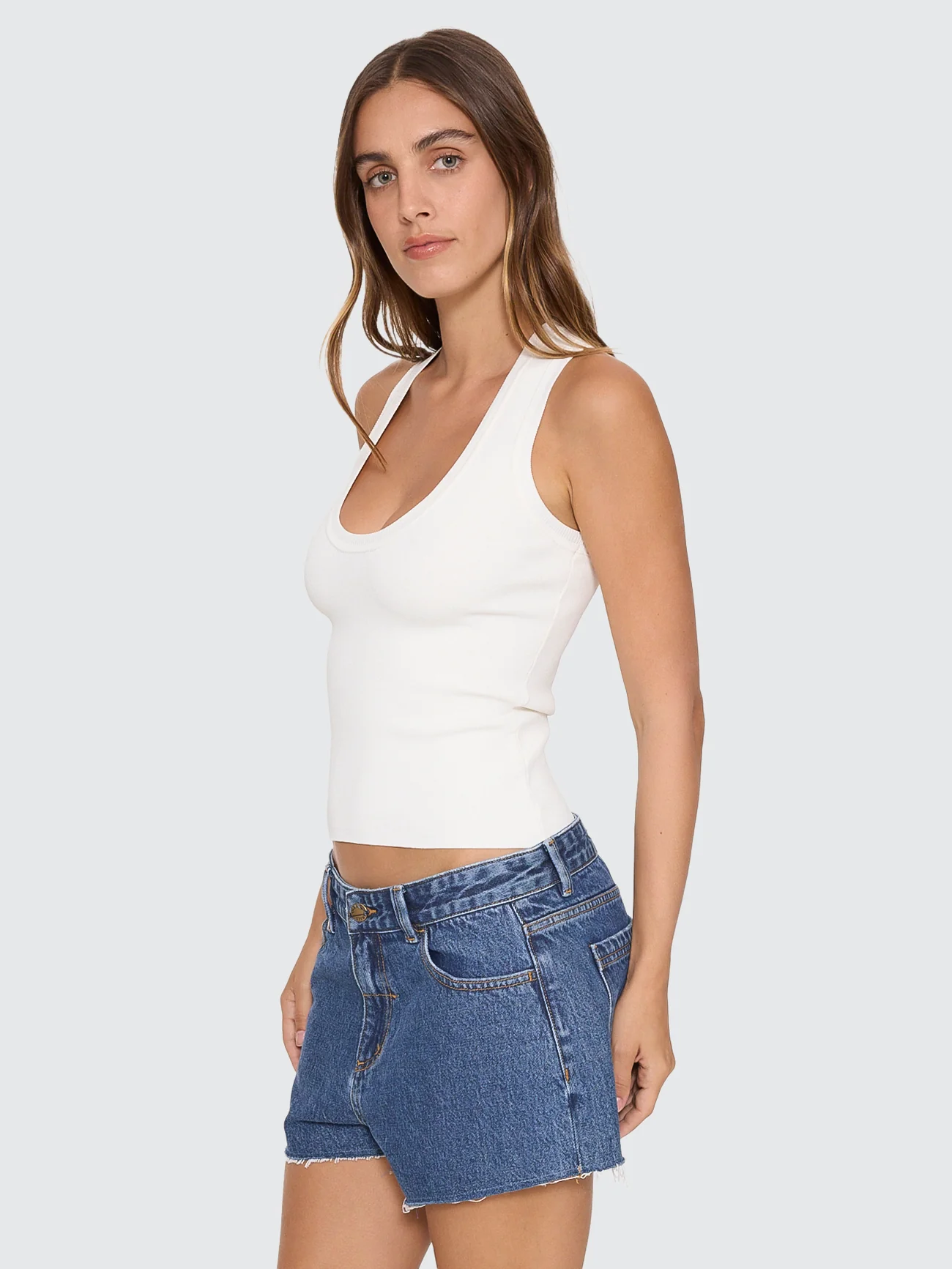 Astra V Neck Tank - White - Image 5