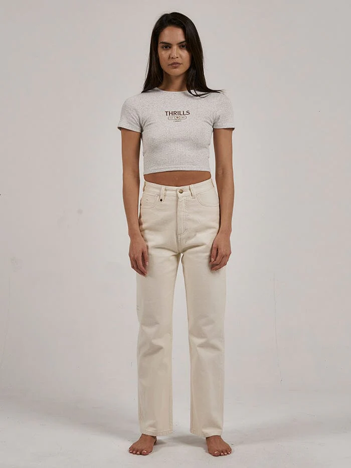 Bad Habits Club Baby Tee - White Marle - Image 3