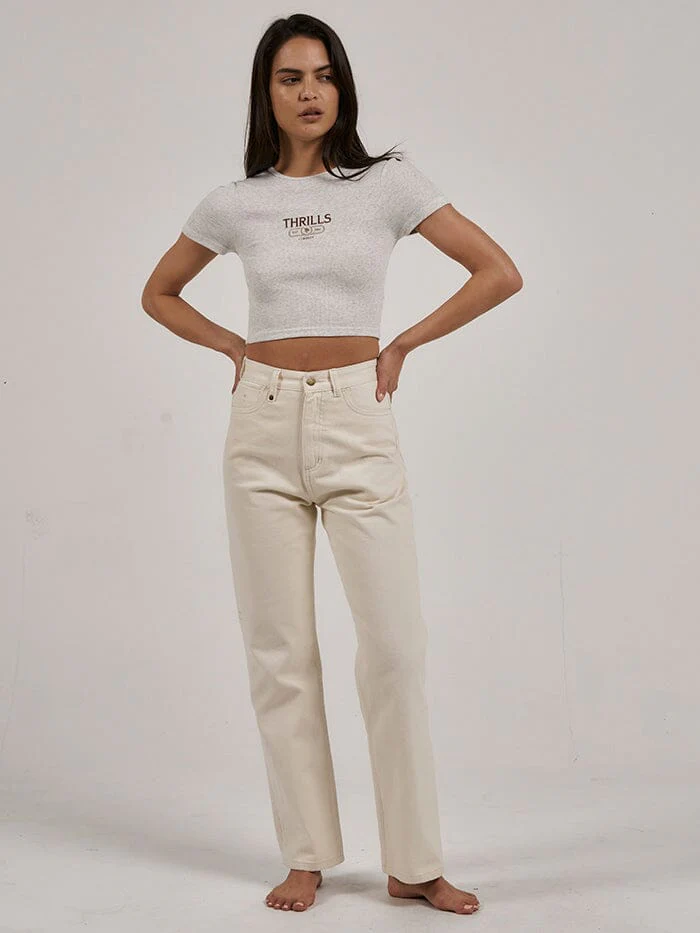 Bad Habits Club Baby Tee - White Marle - Image 4