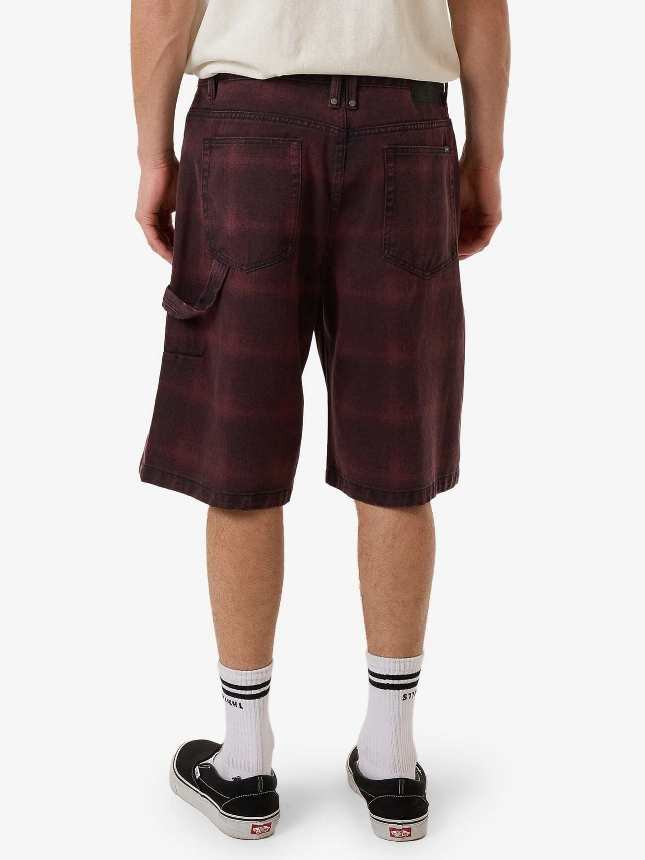 Big Slacker Barrio Check Denim Short - Deep Plum - Image 2