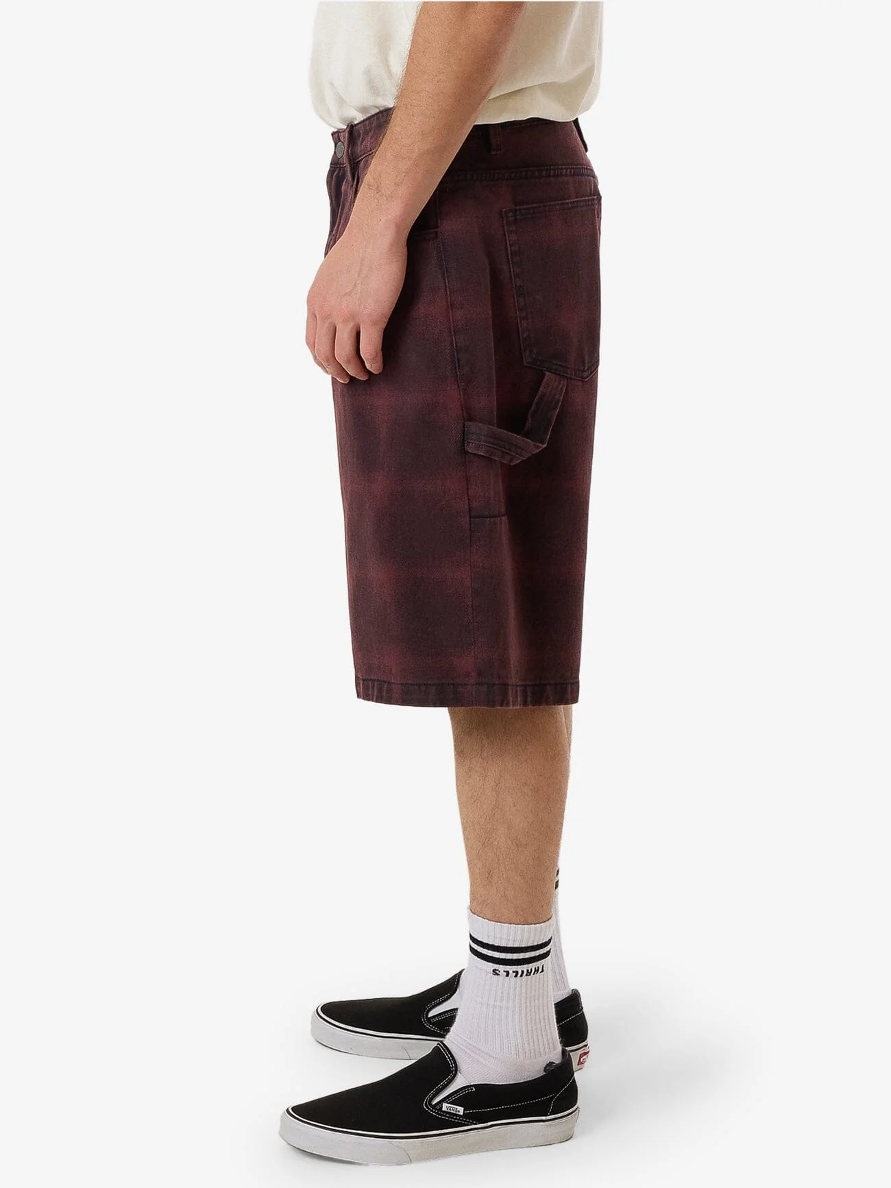 Big Slacker Barrio Check Denim Short - Deep Plum - Image 3