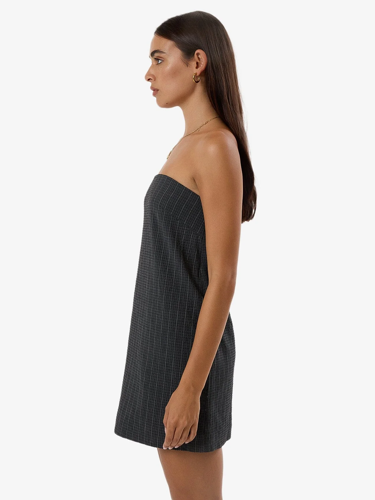 Colby Strapless Dress - Charcoal Pinstripe - Image 4
