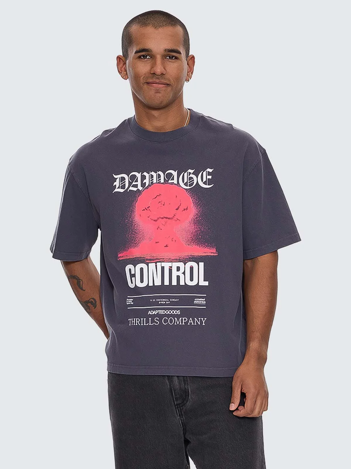 Damage Control Box Crop Tee - Ebony