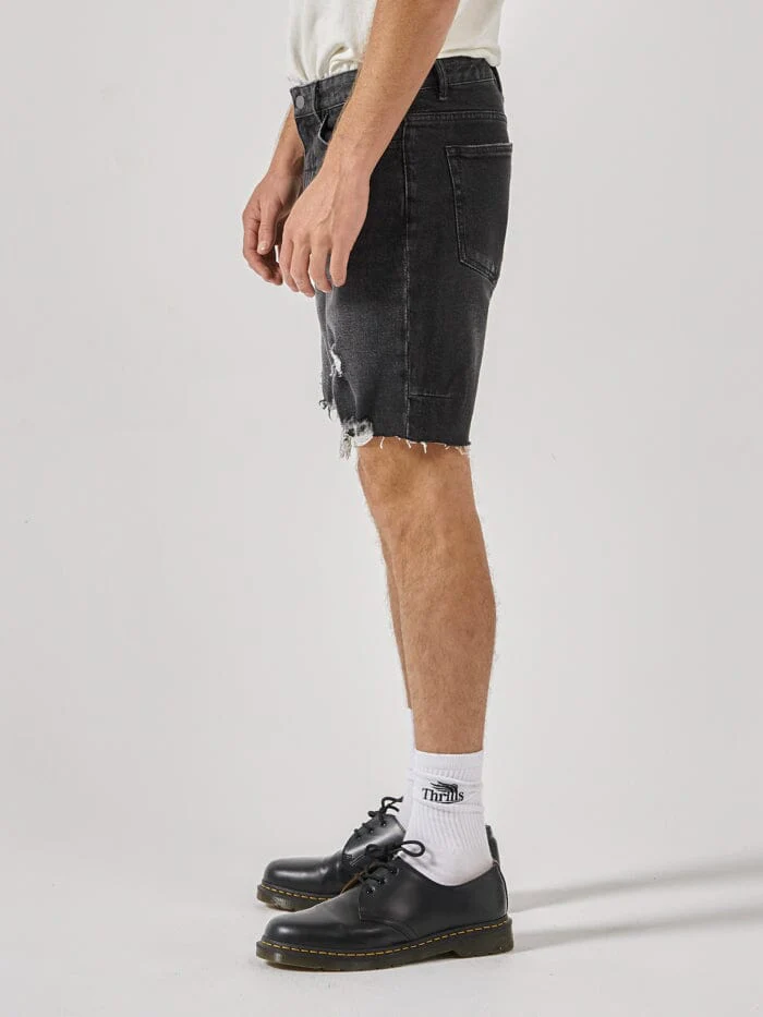 Destroyed Bones Denim Short - Smoke Black - Image 2