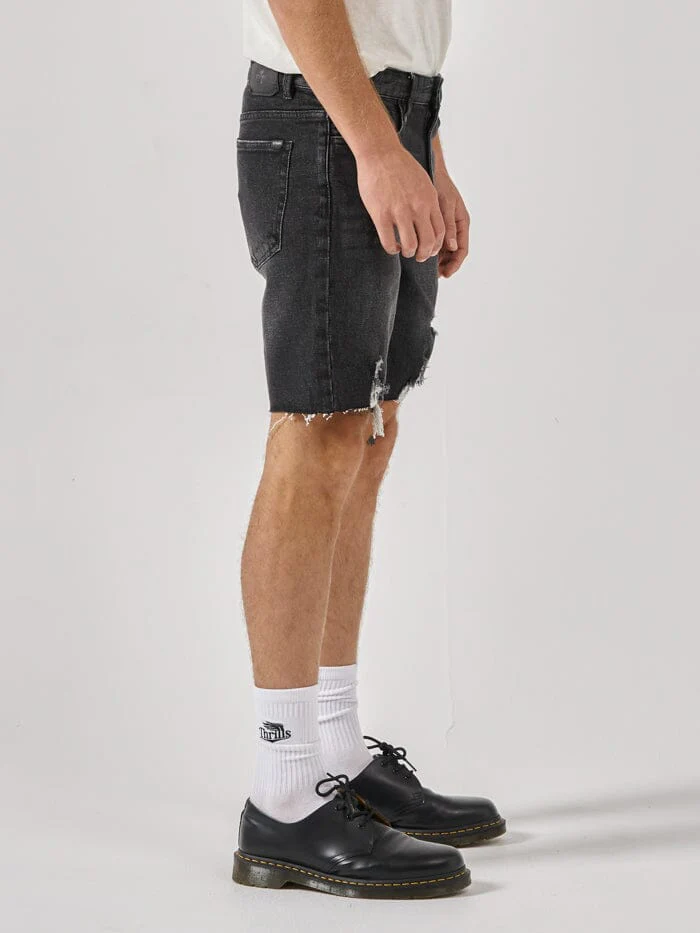 Destroyed Bones Denim Short - Smoke Black - Image 4