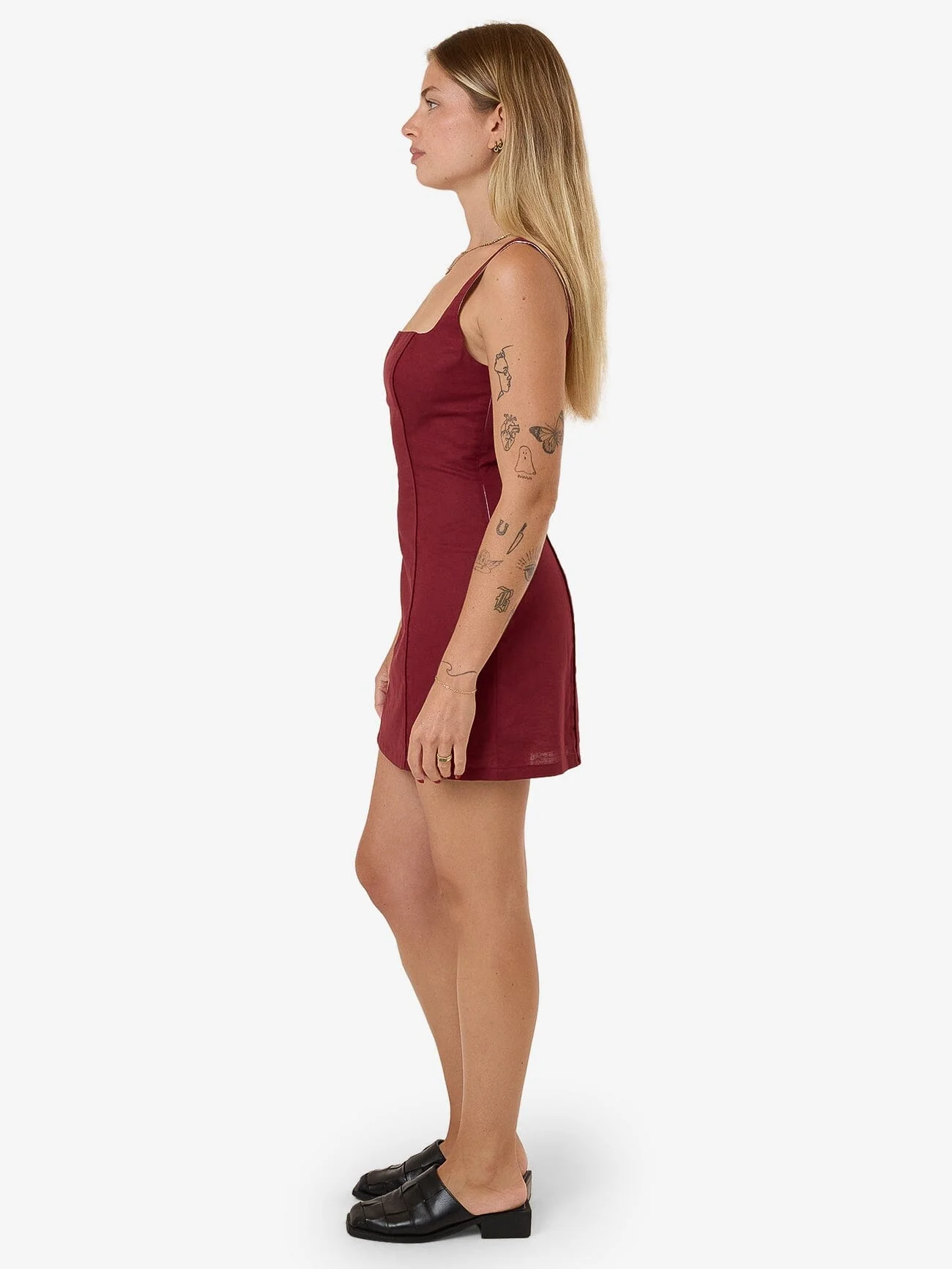 Elsie Square Neck Dress - Dark Cherry - Image 4