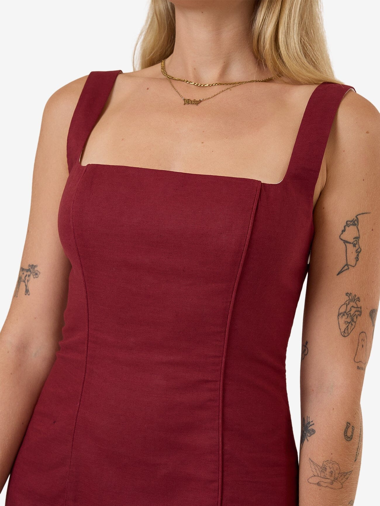 Elsie Square Neck Dress - Dark Cherry - Image 6