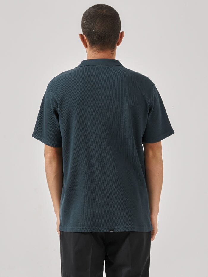 Existencial Waffle Quarter Zip Polo - Jasper Green - Image 3
