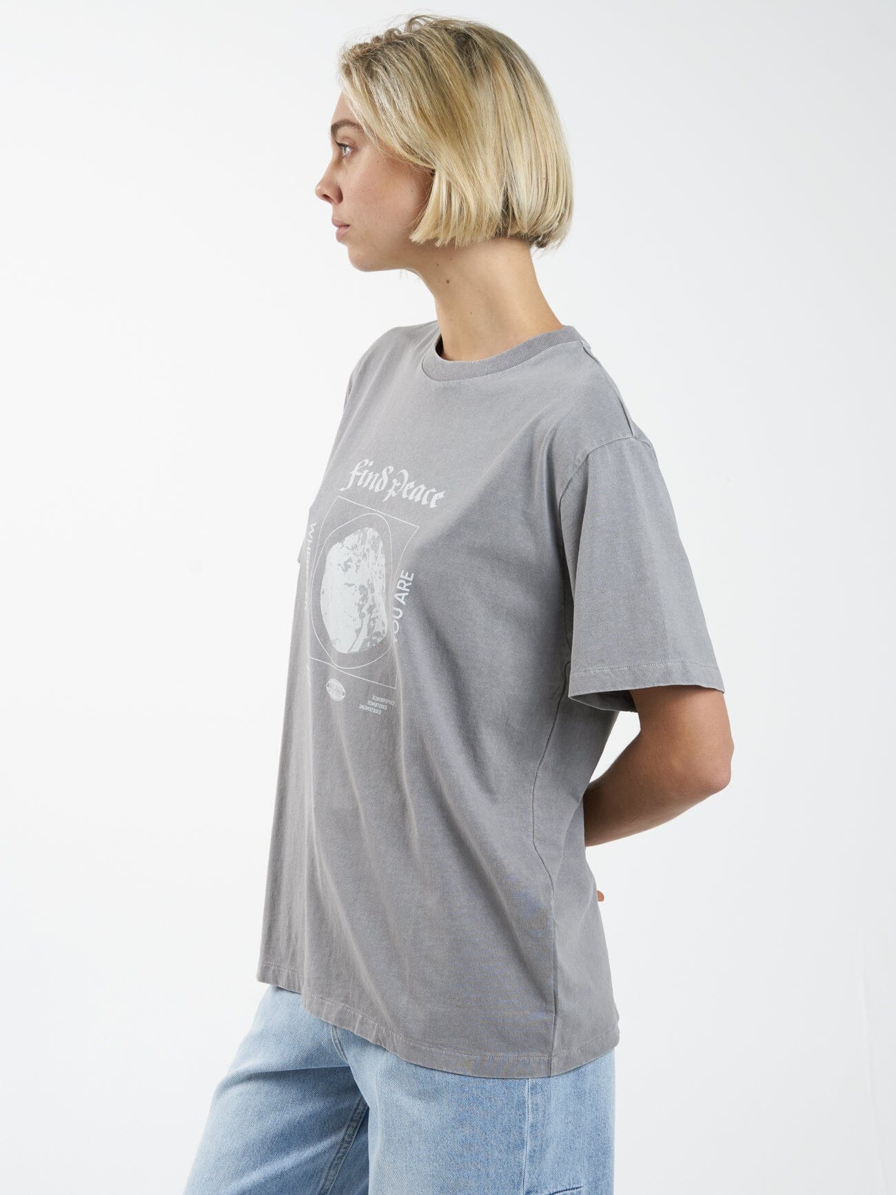Find Peace Merch Fit Tee - Washed Gray - Image 3