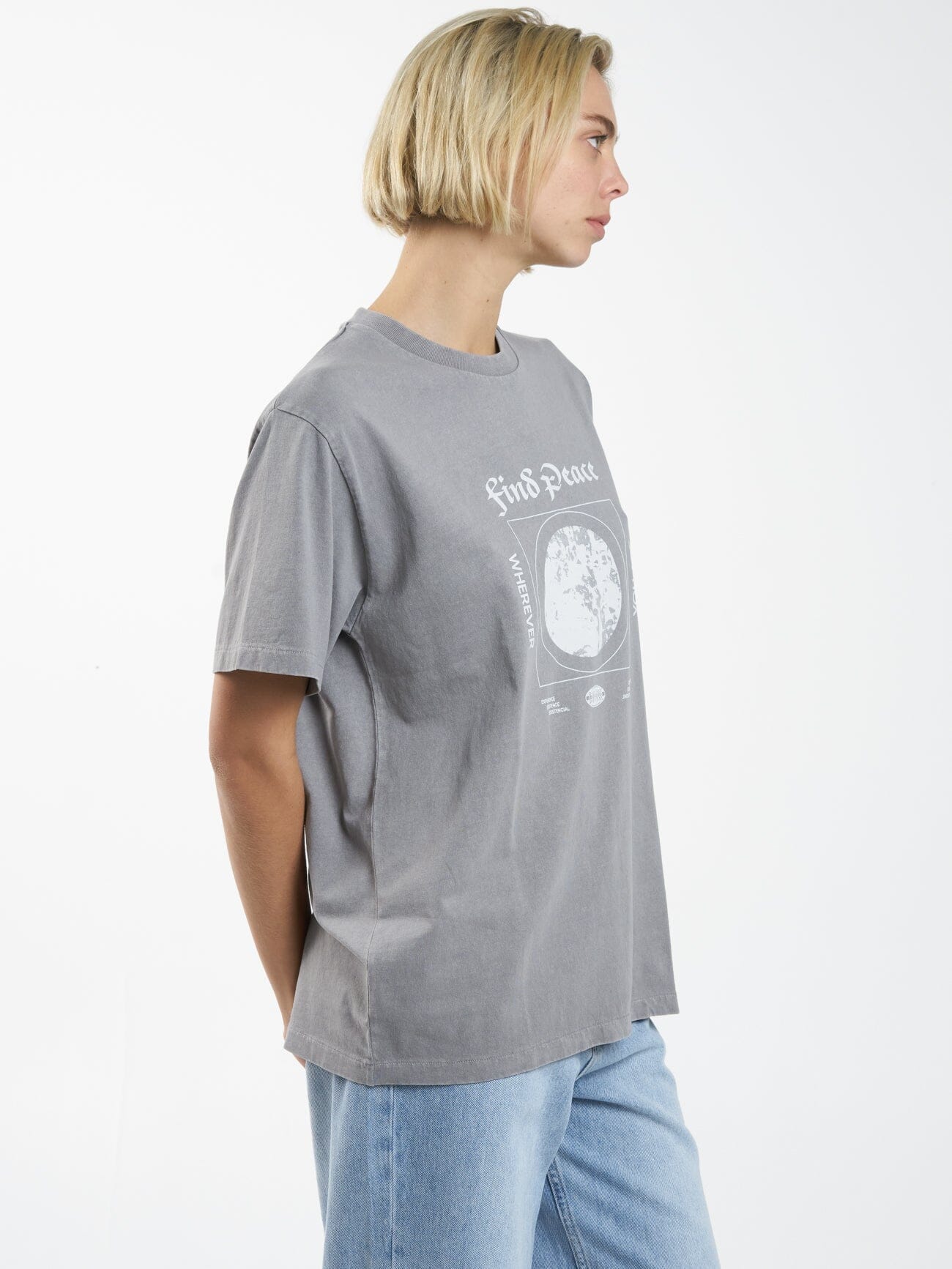 Find Peace Merch Fit Tee - Washed Gray - Image 4
