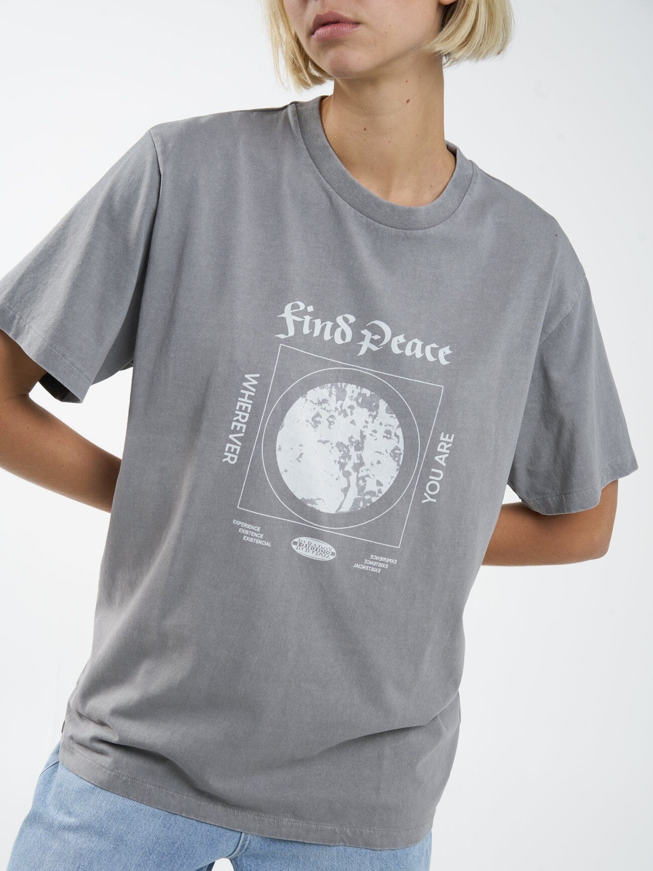 Find Peace Merch Fit Tee - Washed Gray - Image 5