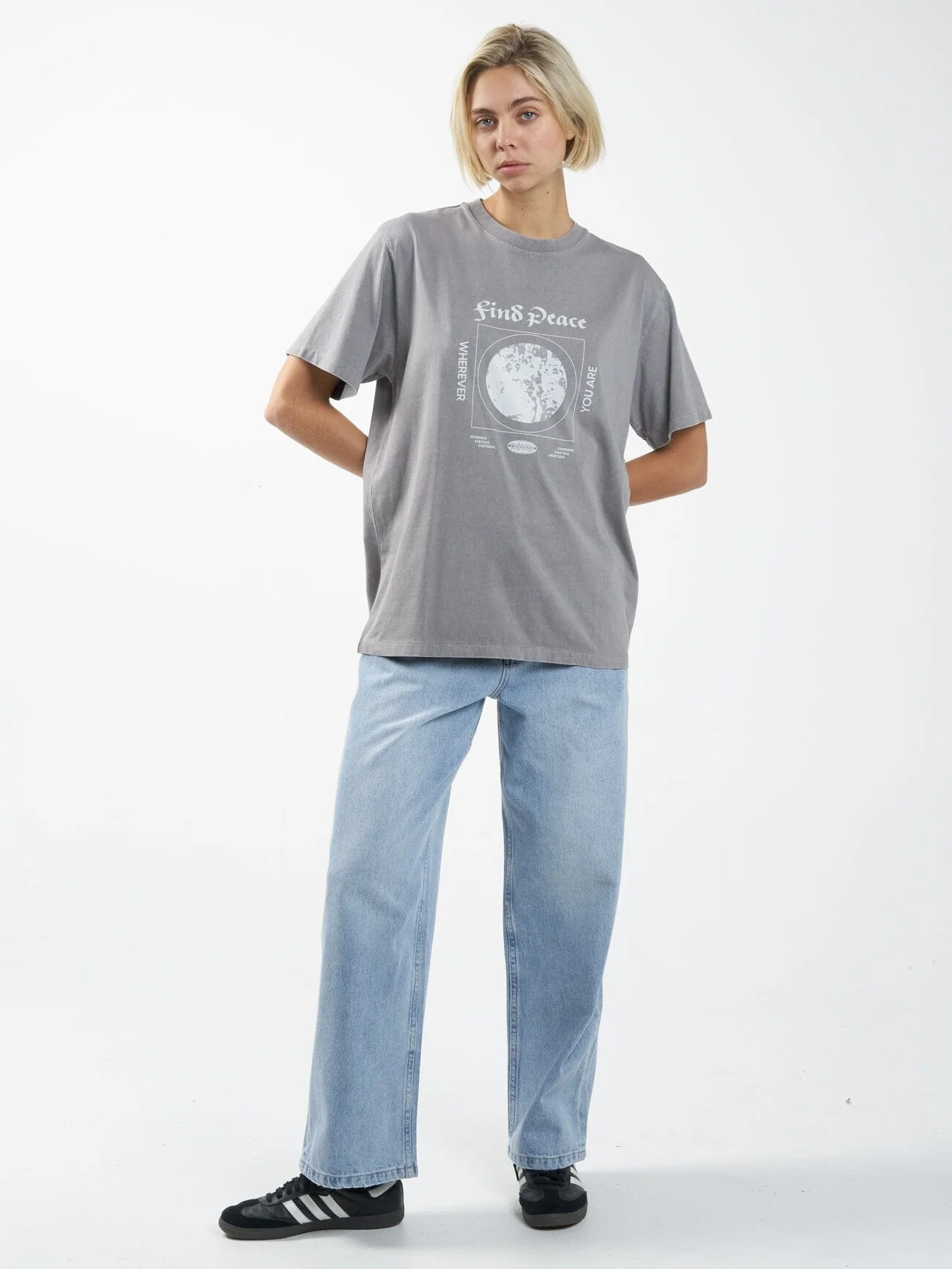 Find Peace Merch Fit Tee - Washed Gray - Image 6