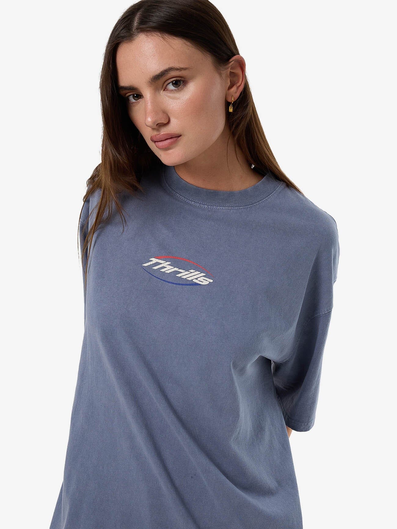 Fortune Favours Oversized Tee - Rustic Blue