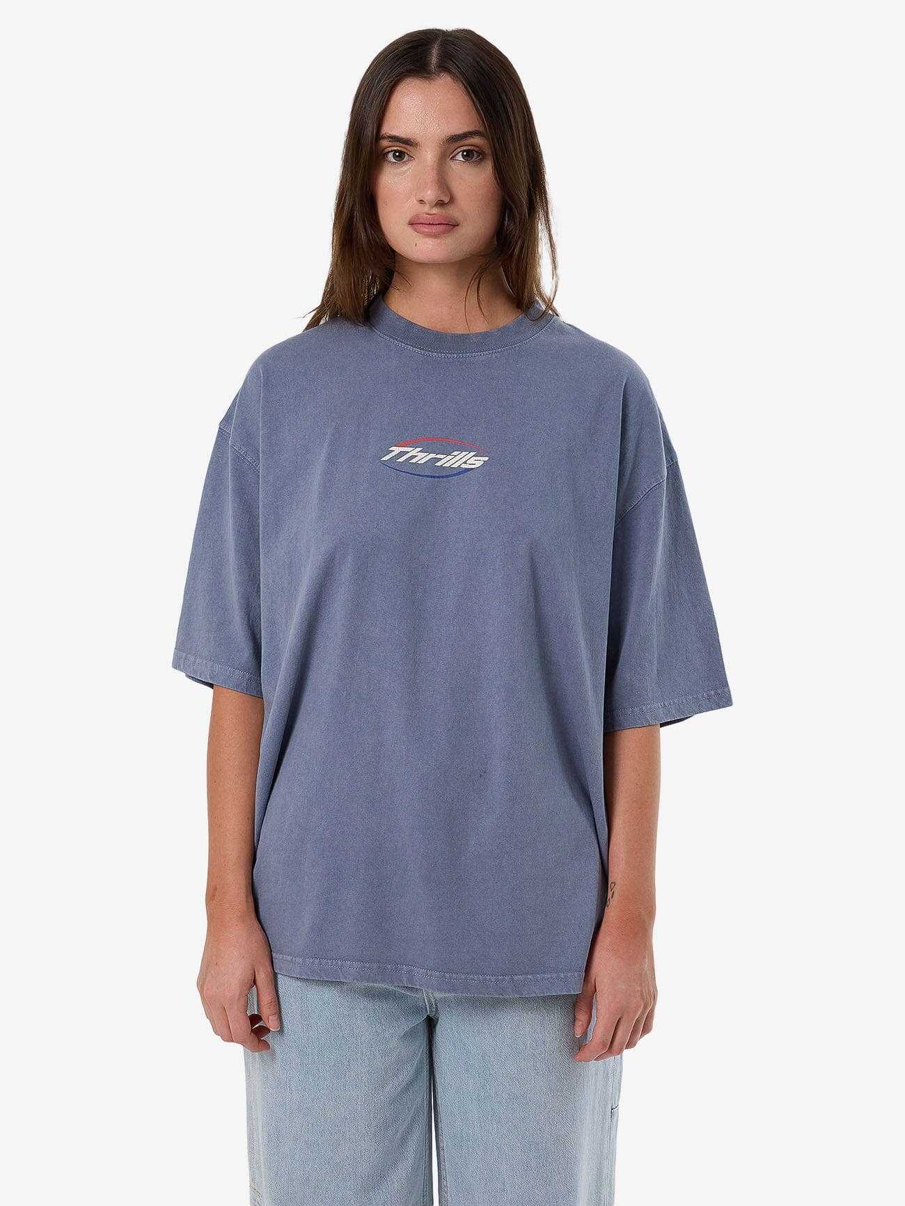 Fortune Favours Oversized Tee - Rustic Blue - Image 5