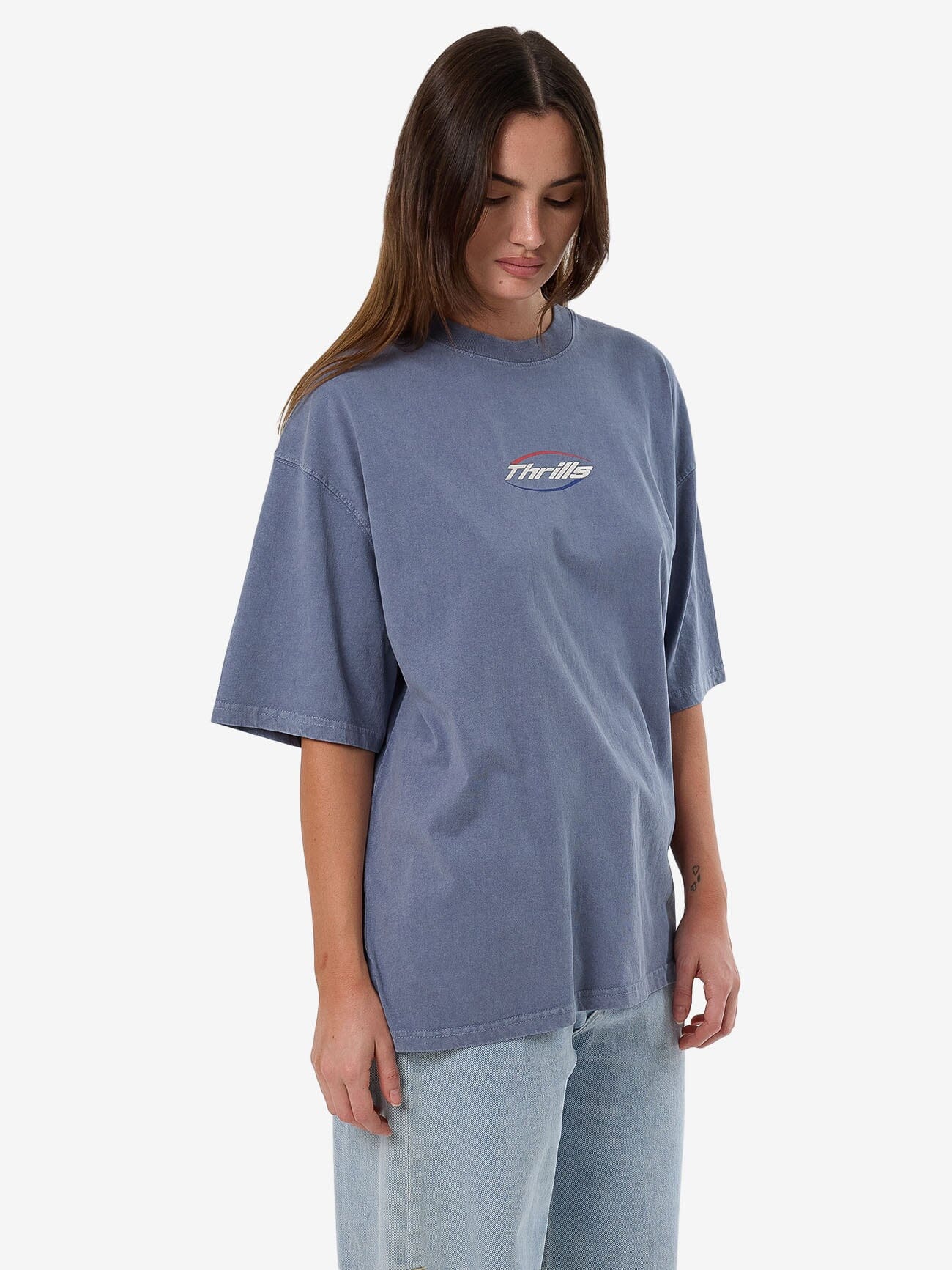 Fortune Favours Oversized Tee - Rustic Blue - Image 6