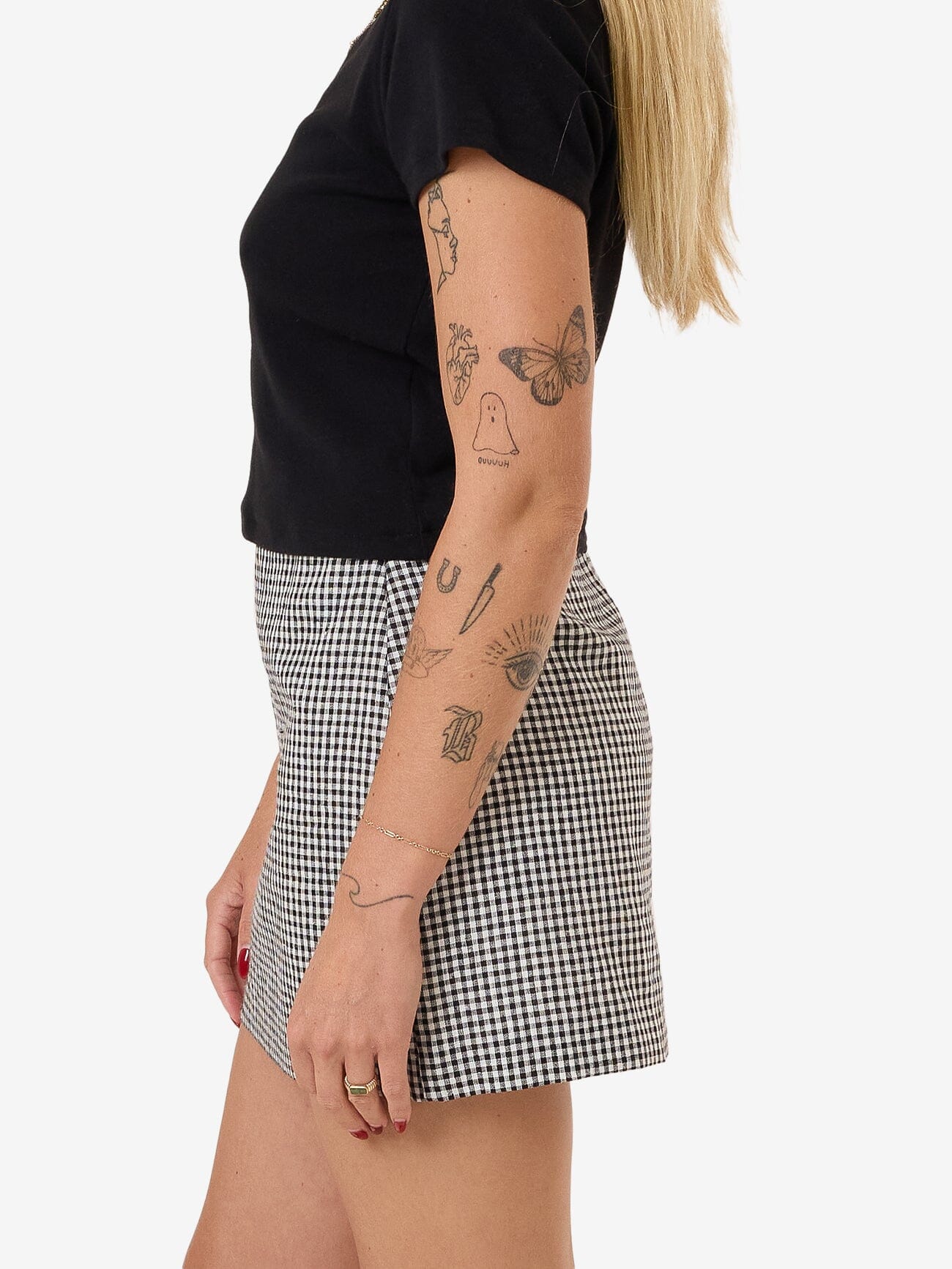 Gia Gingham Skirt - Black - Image 3