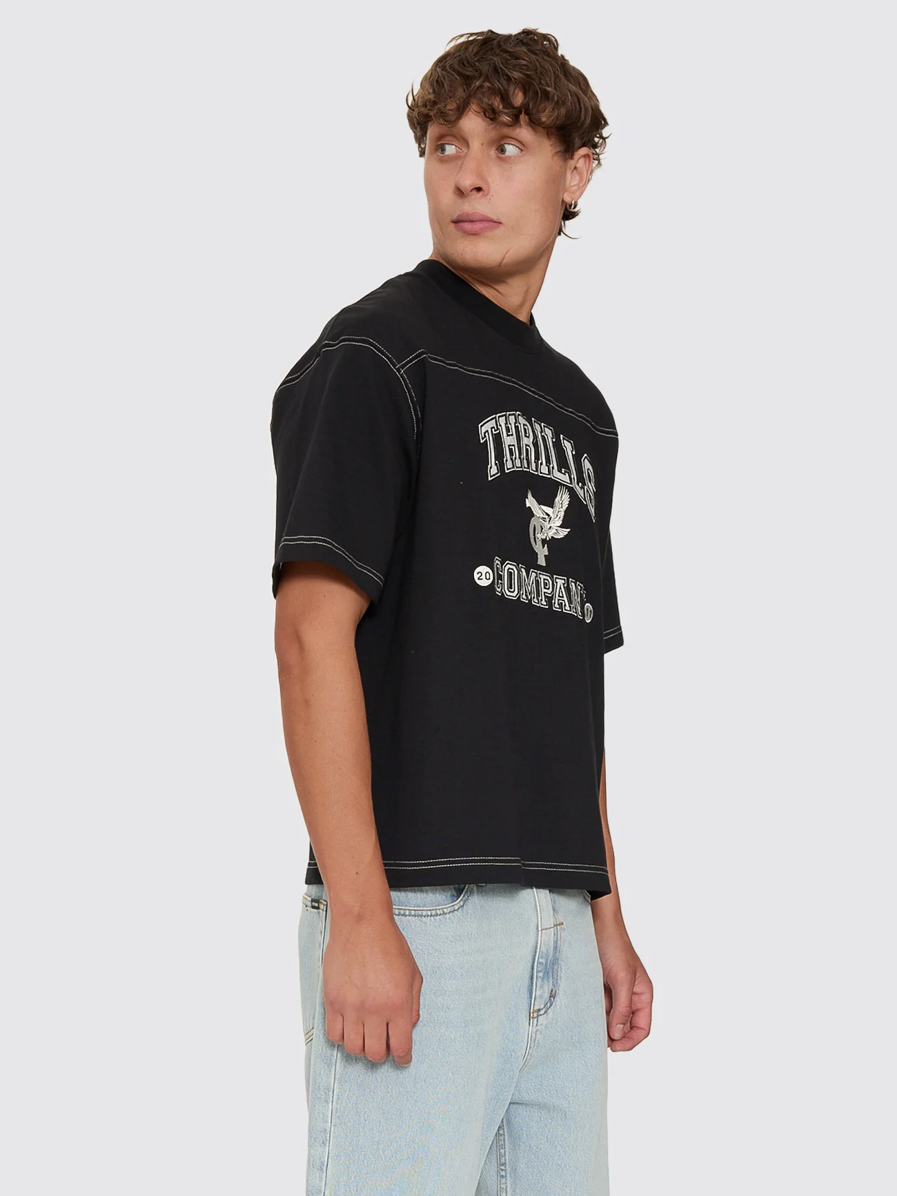 Heavy Recruitment Applique Oversize Box Crop Tee - Black - Image 6