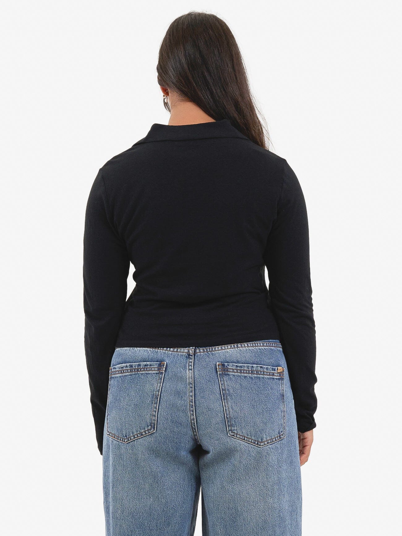 Hemp Collared Long Sleeve - Black - Image 3