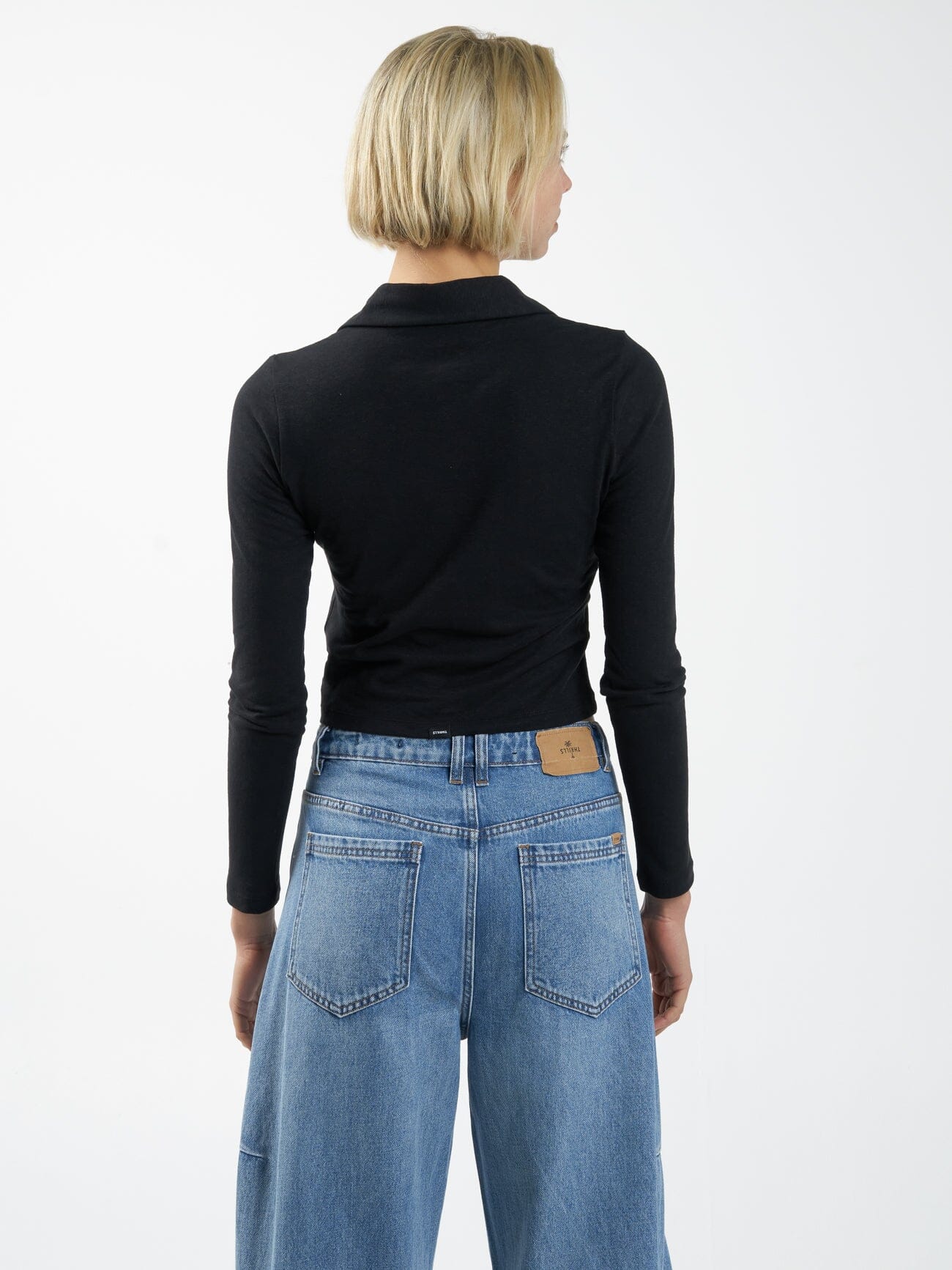 Hemp Collared Long Sleeve - Black - Image 7