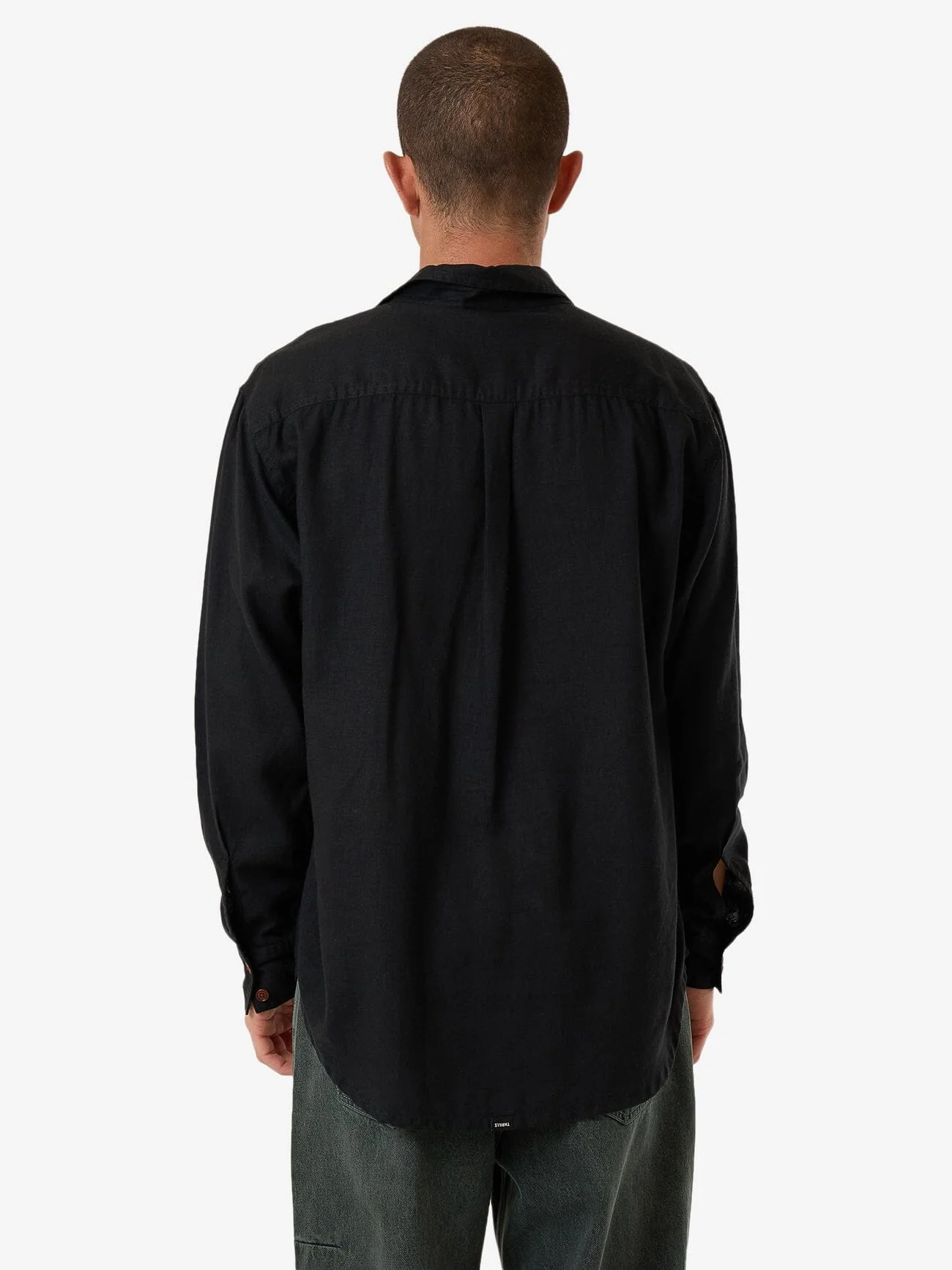 Hemp Minimal Thrills Oversize Long Sleeve Shirt - Black - Image 2