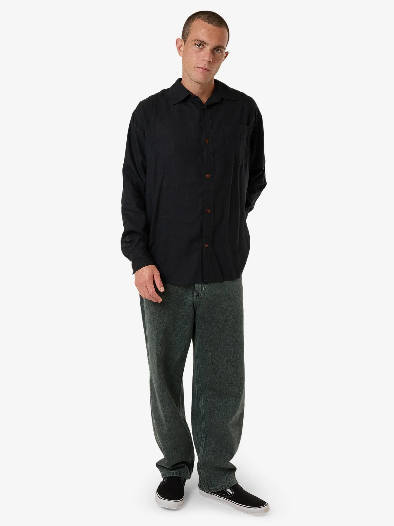 Hemp Minimal Thrills Oversize Long Sleeve Shirt - Black - Image 5