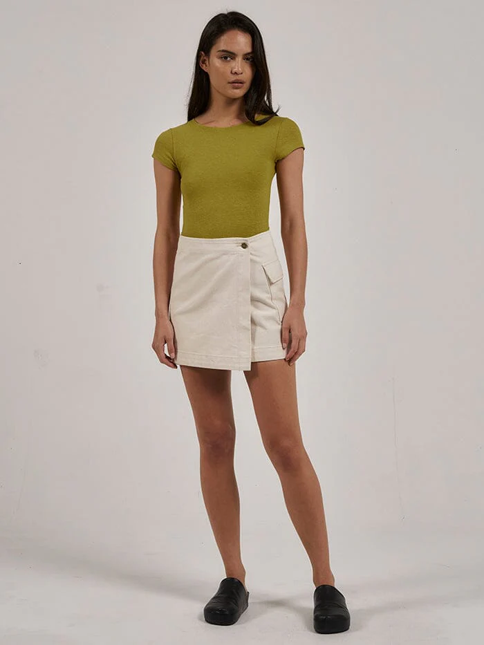 Hemp Rib Cap Sleeve Tee - Antique Moss - Image 4