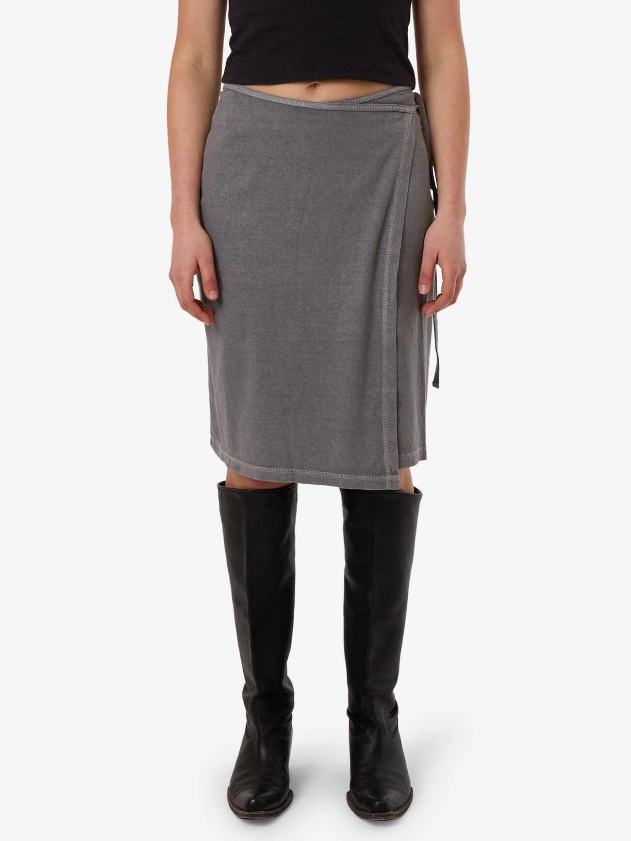Hemp Wrap Midi Skirt - Grey Ash - Image 4