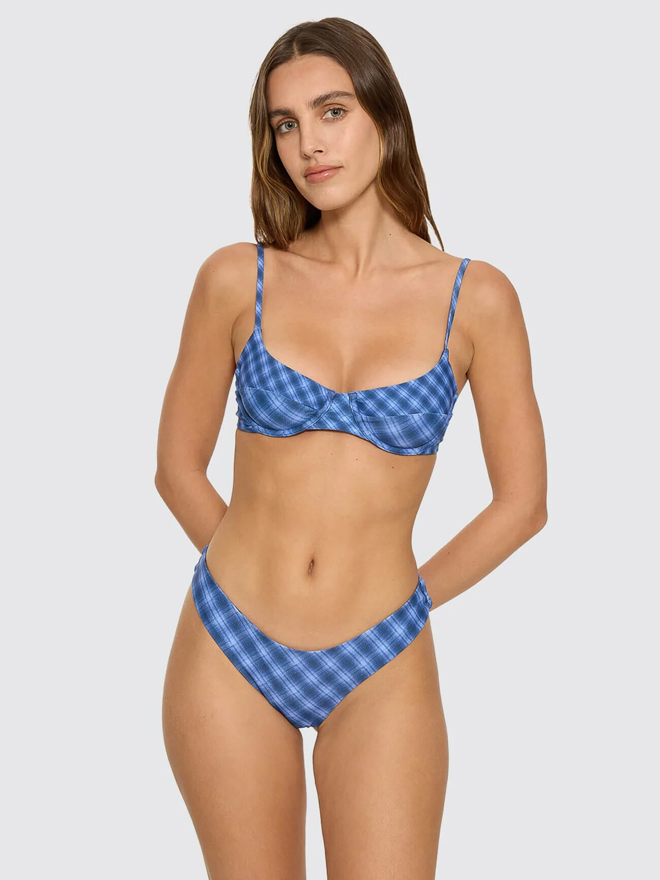 High Speed Check Underwire Bikini Top - Guardian Navy - Image 4