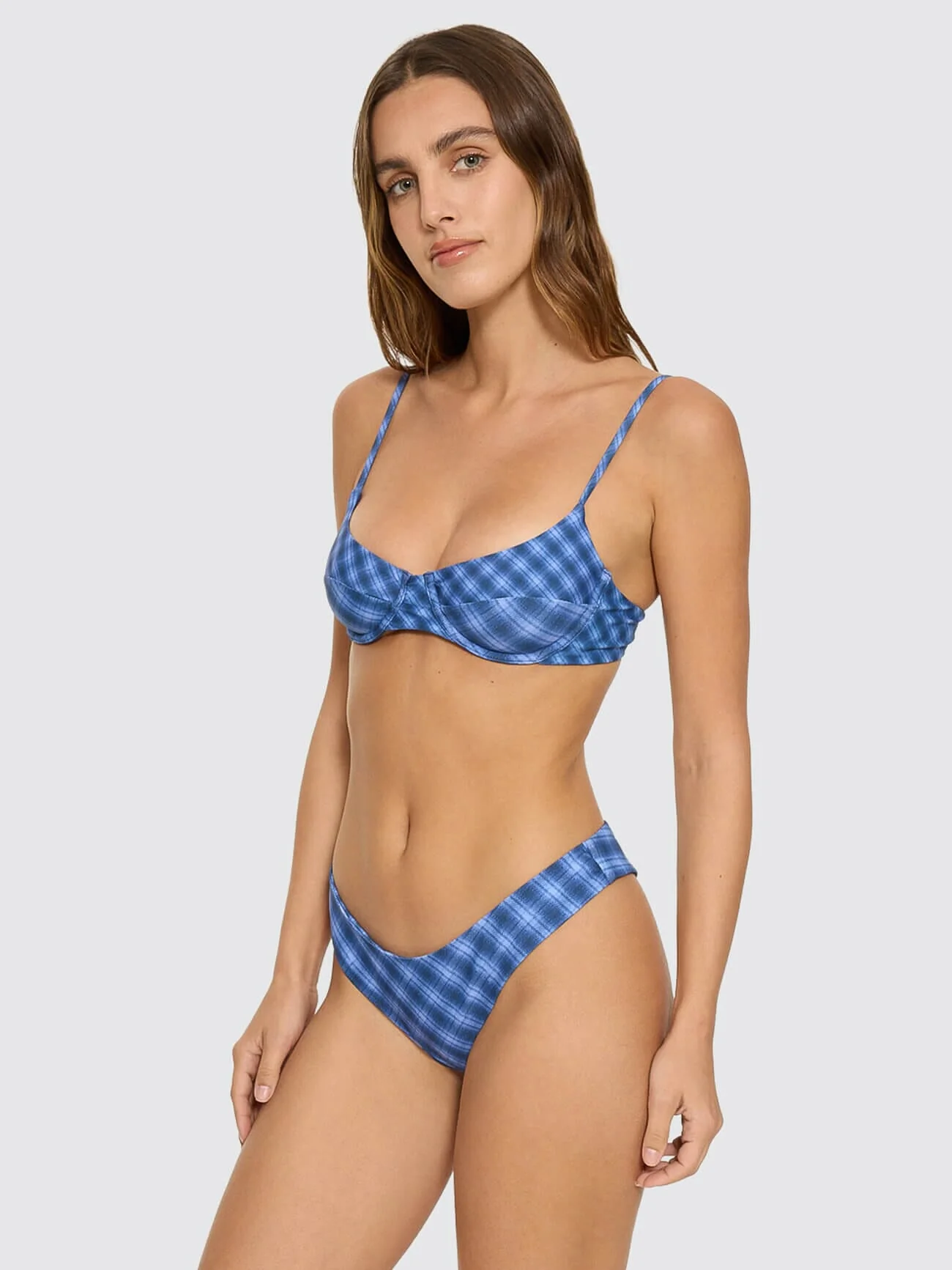 High Speed Check Underwire Bikini Top - Guardian Navy - Image 5