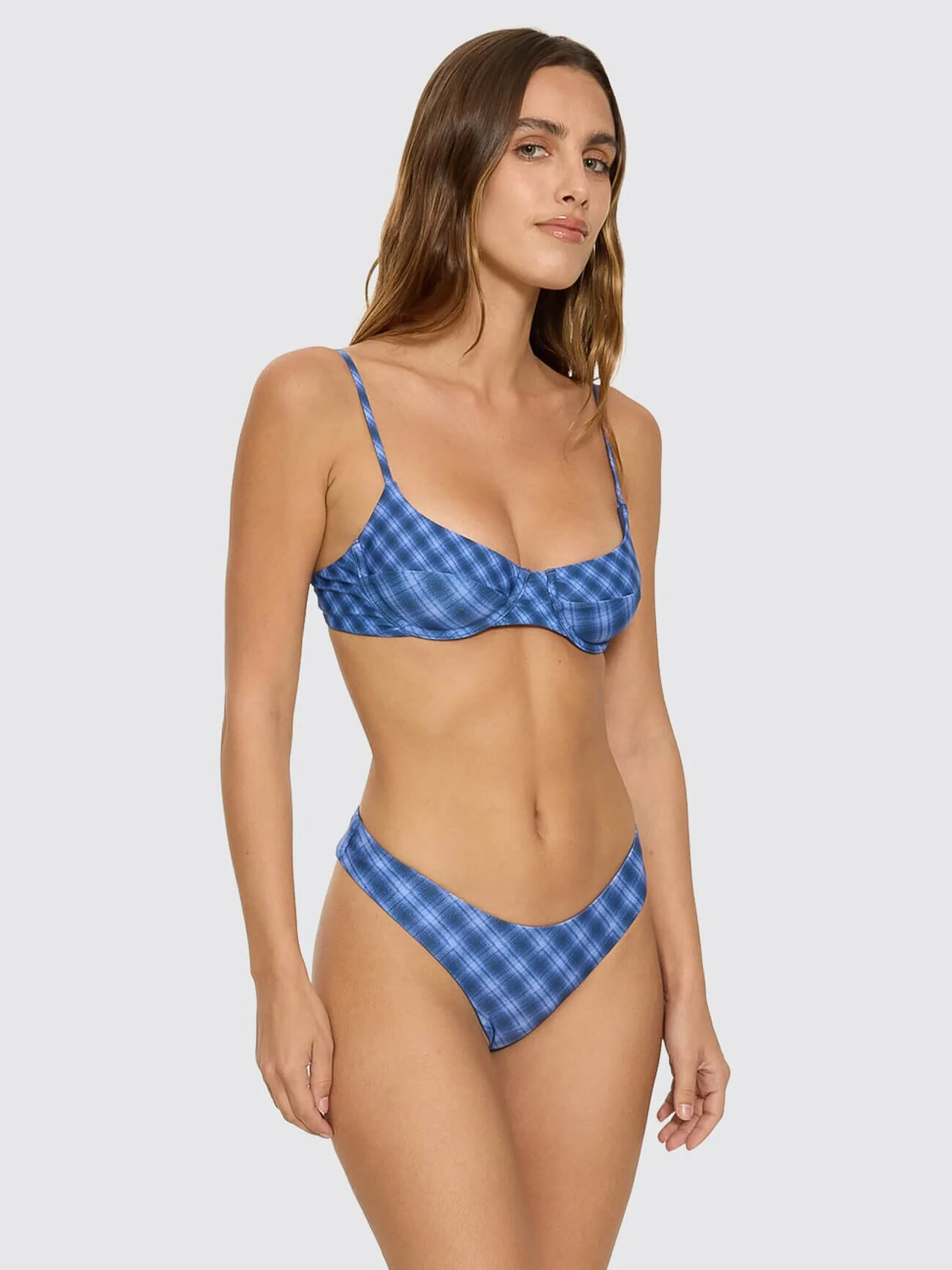 High Speed Check Underwire Bikini Top - Guardian Navy - Image 7