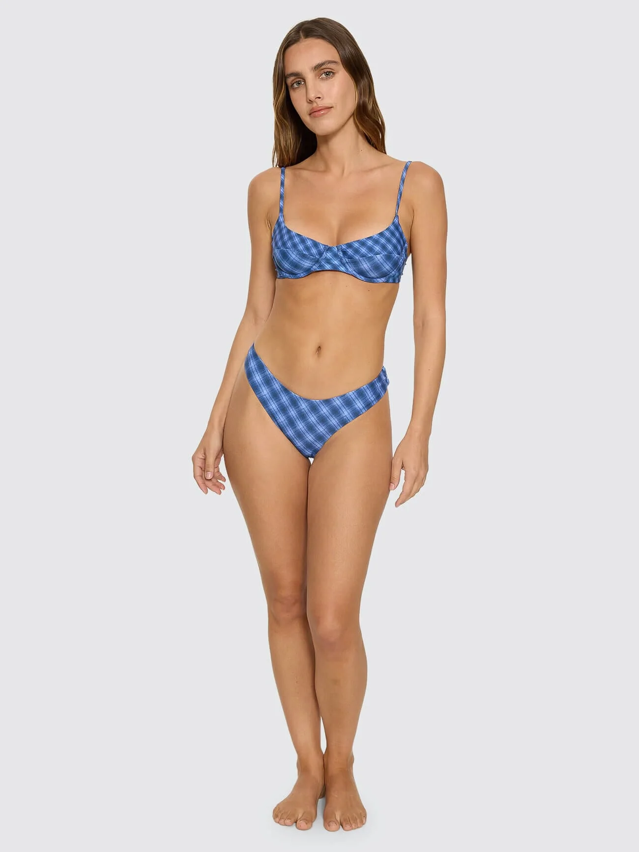 High Speed Check Underwire Bikini Top - Guardian Navy - Image 8