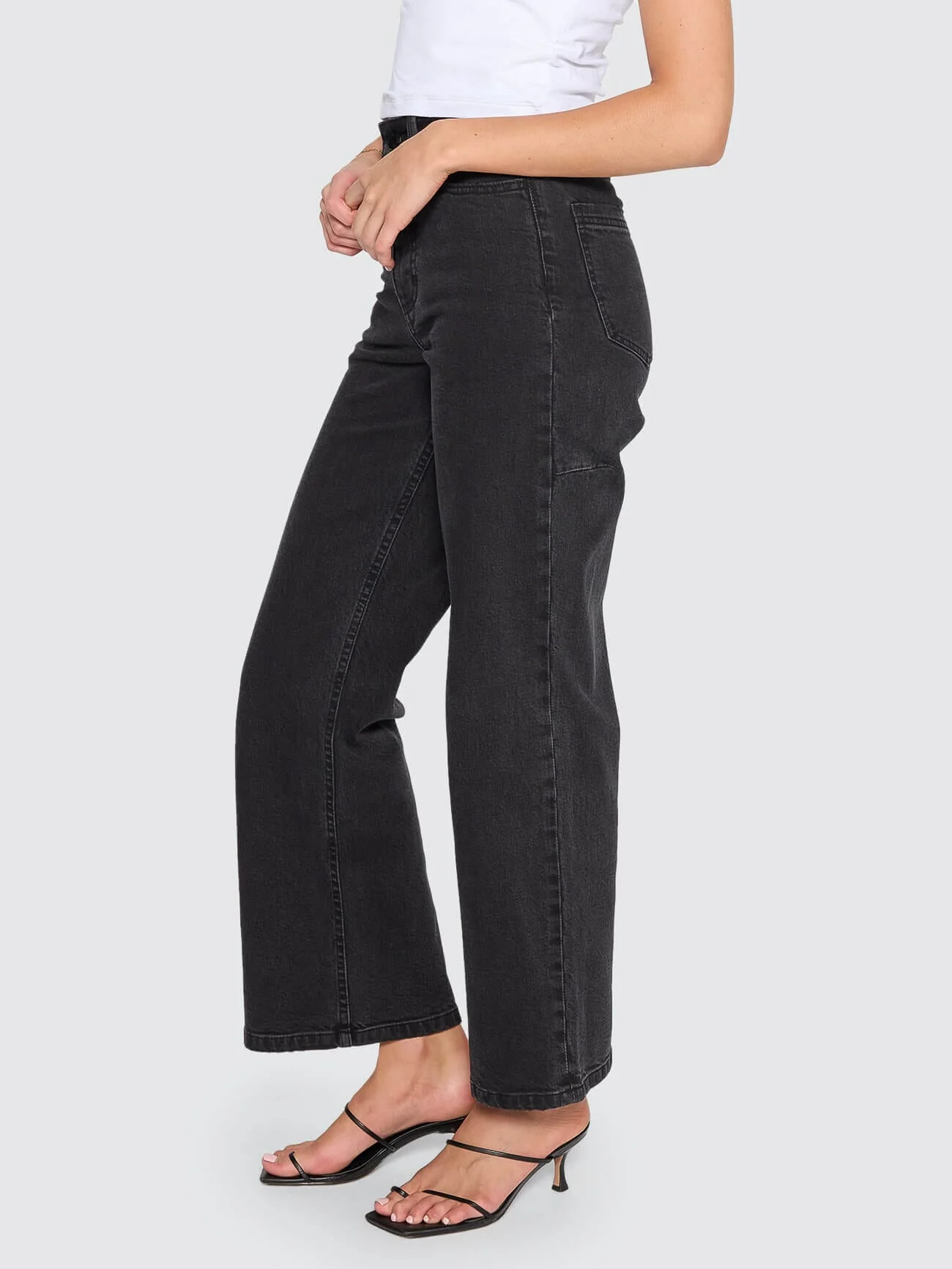 Holly High Rise Stretch Wide Jean - Aged Black - Image 3