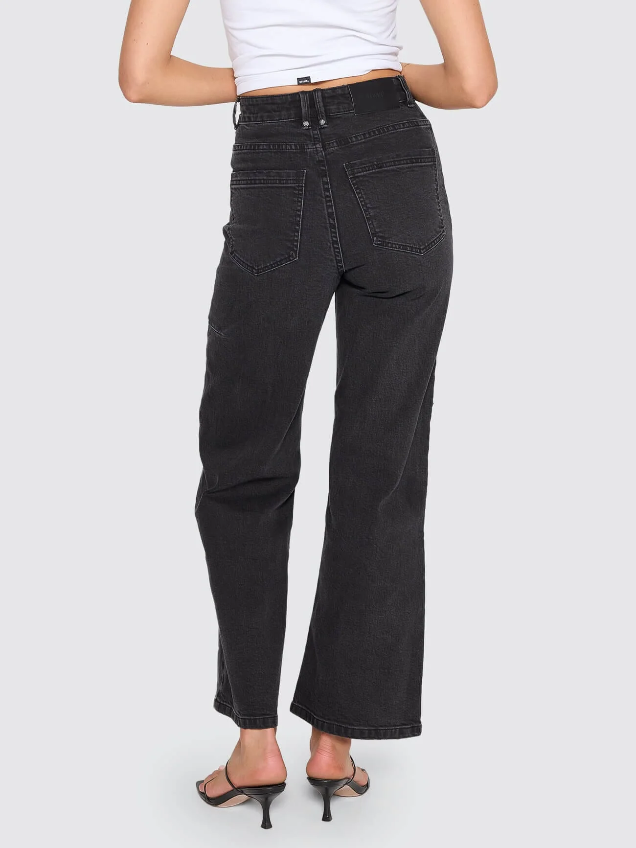 Holly High Rise Stretch Wide Jean - Aged Black - Image 4