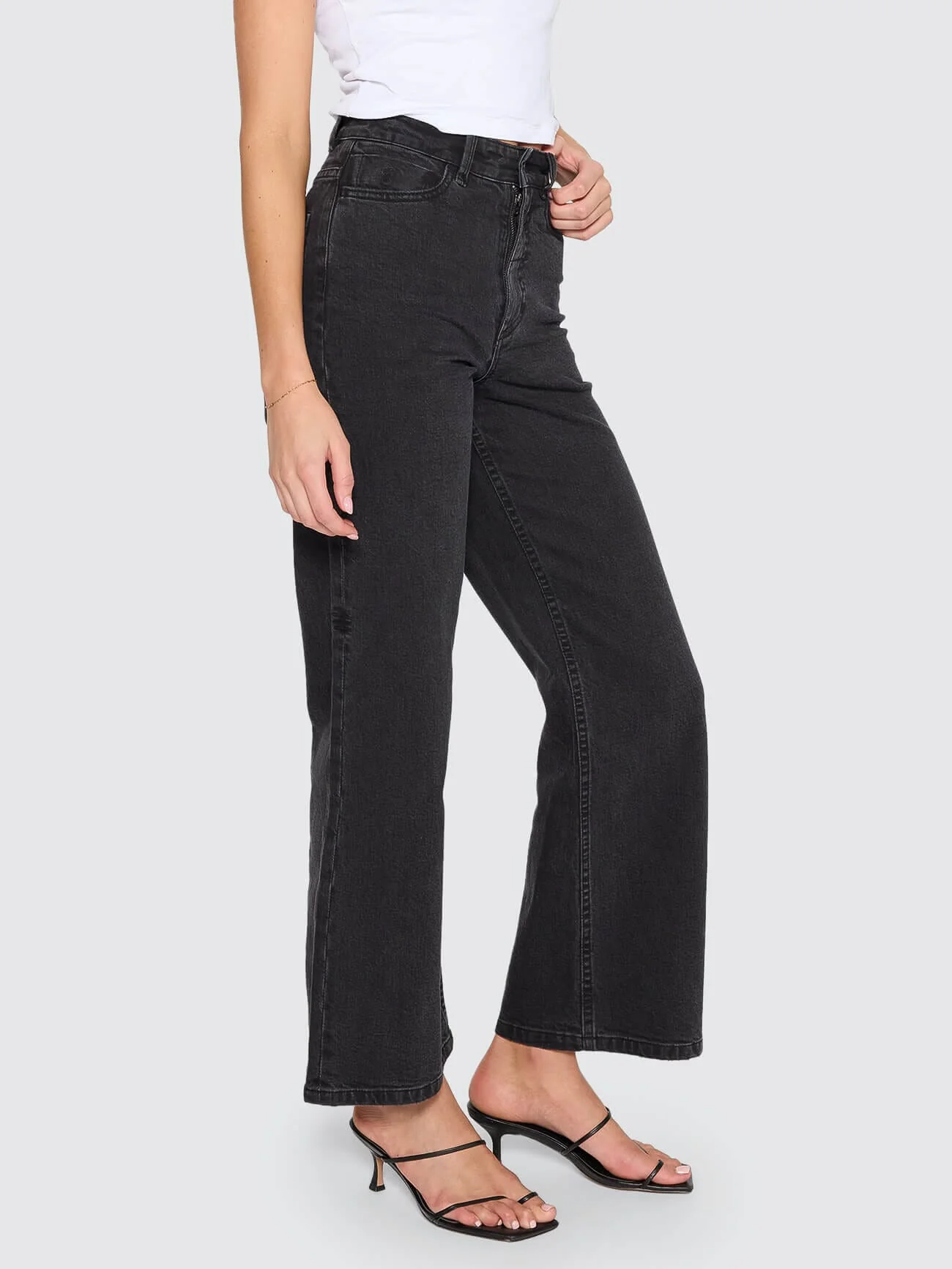 Holly High Rise Stretch Wide Jean - Aged Black - Image 5