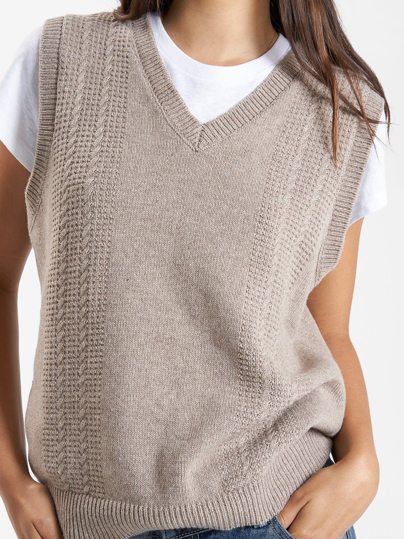 Imperial Jacquard Knit Vest - Sand - Image 6