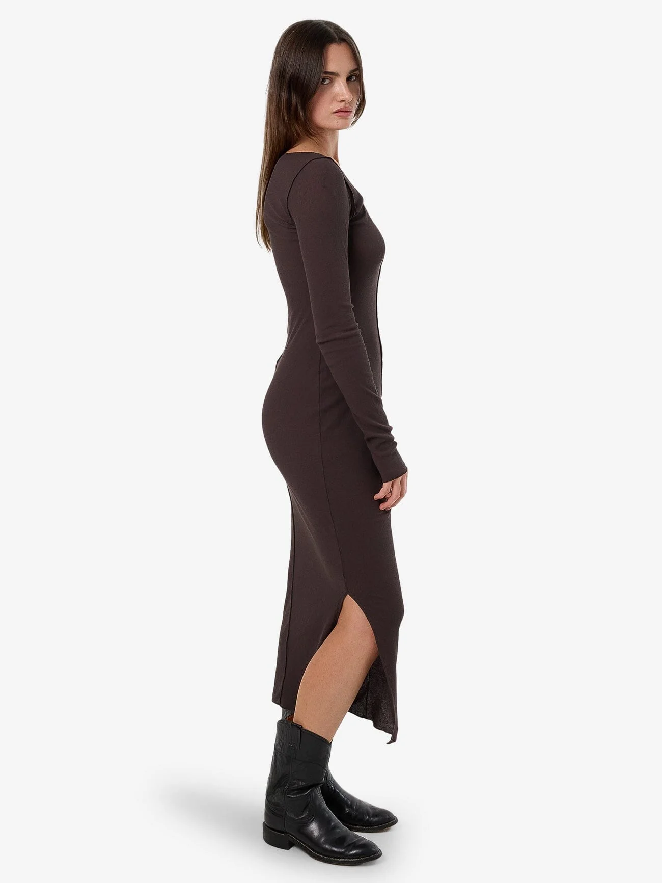 Jordi Boat Neck Maxi Dress - Dark Charcoal - Image 6