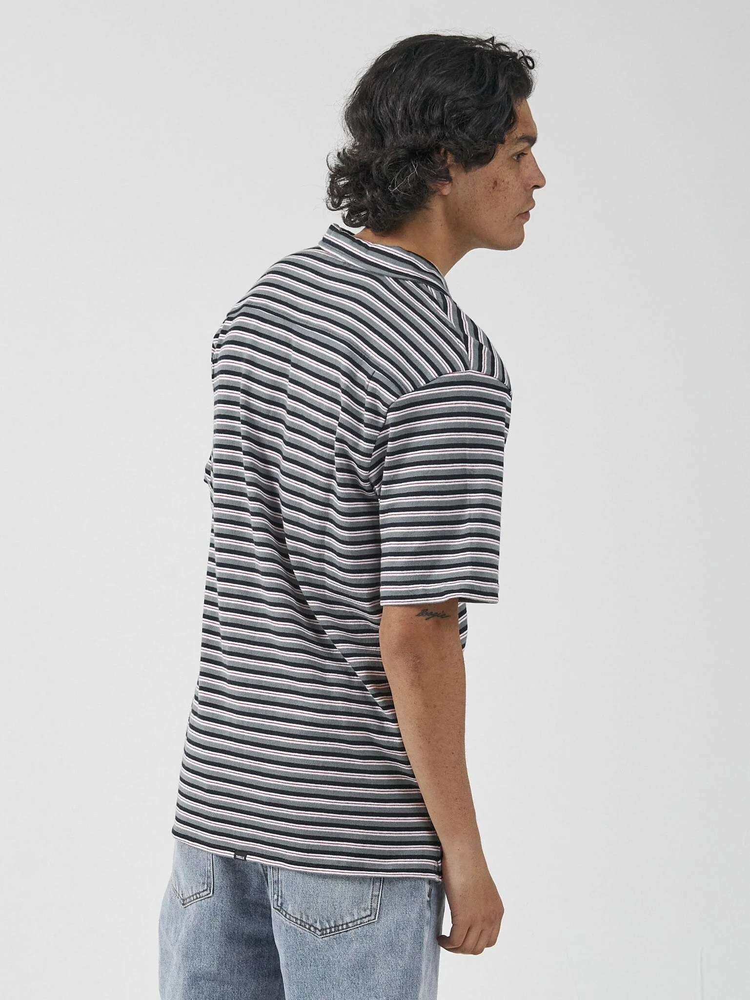 Knowledge Stripe Bowling Shirt - Total Eclipse - Image 2