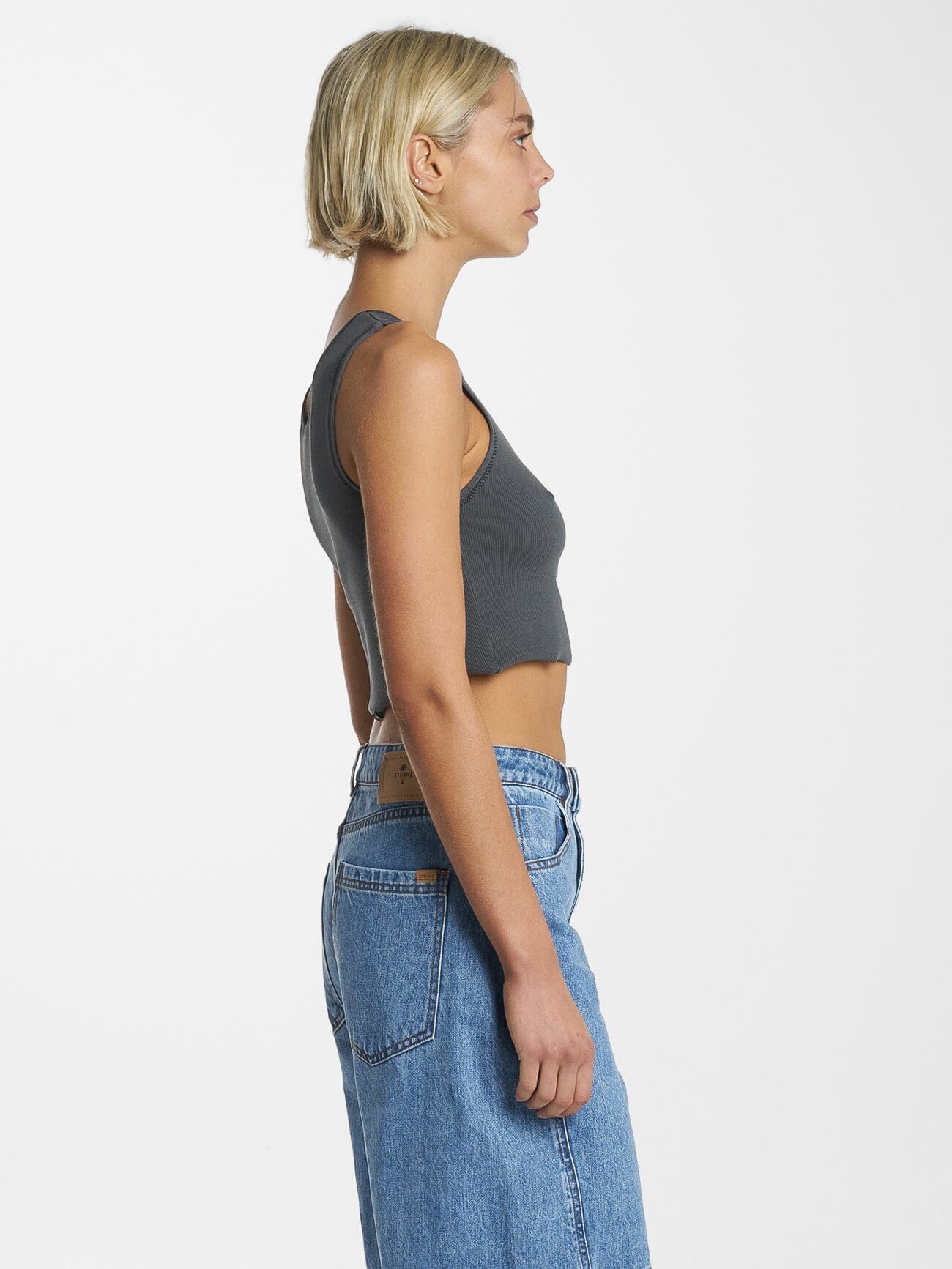 Landed Crop Rib Singlet - Merch Black - Image 4