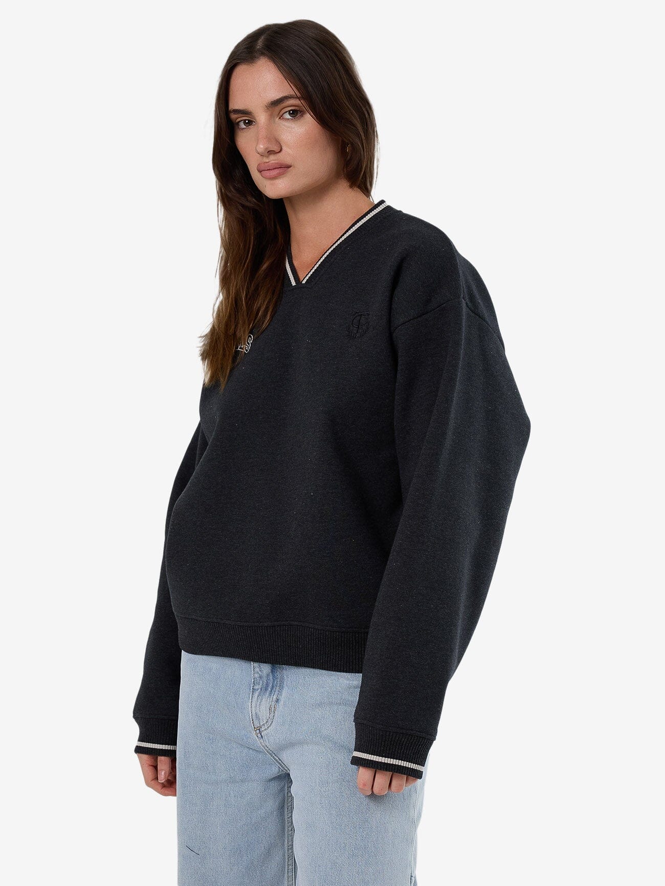 Legacy V Neck Fleece - Black Marle - Image 2